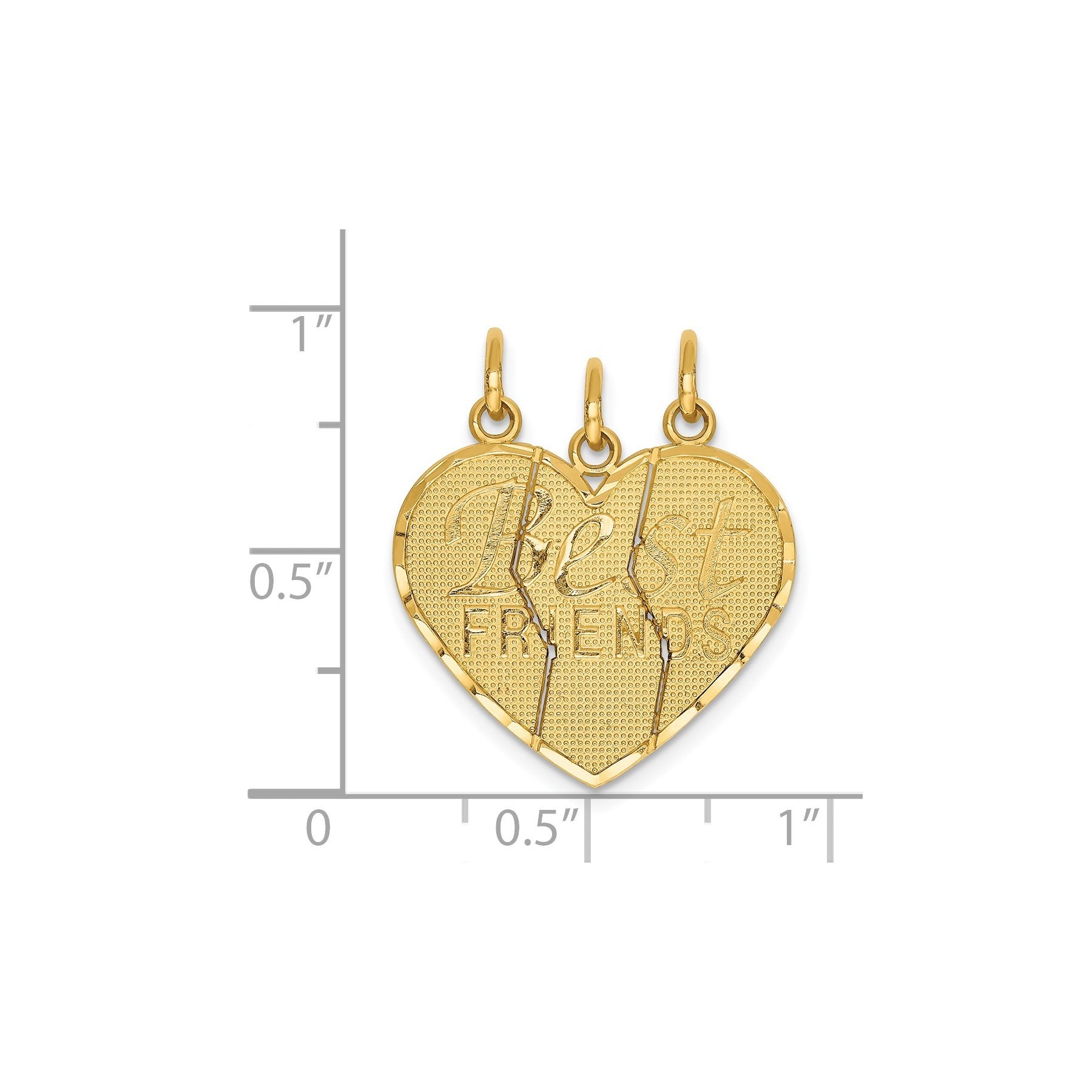 3-piece 14k Gold Best Friends Break-apart Pendant Fine Color Jewels