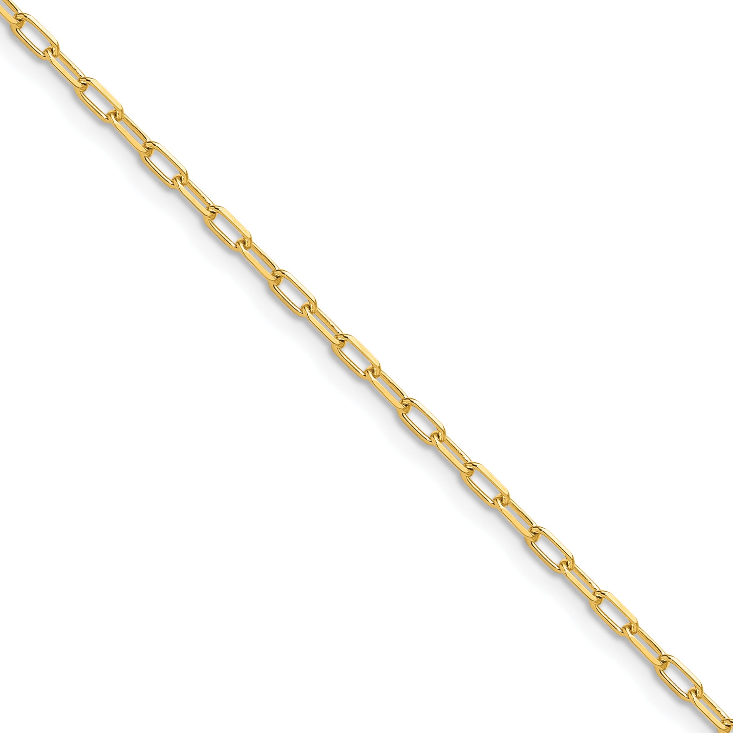 2.2 mm 14k Yellow Gold Solid Beveled Diamond Cut Paperclip Chain
