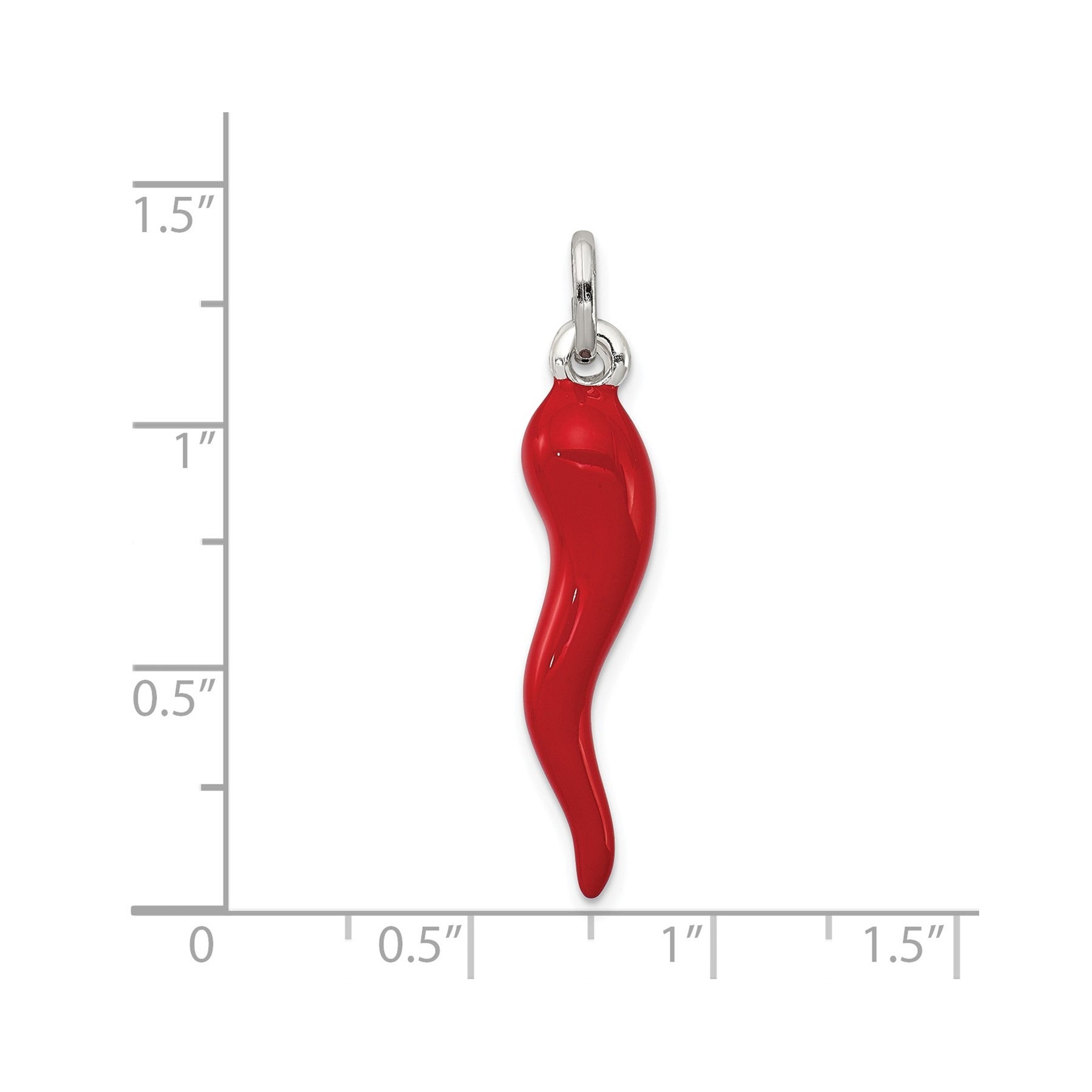 Sterling Silver Red Enamel Italian Horn Pendant