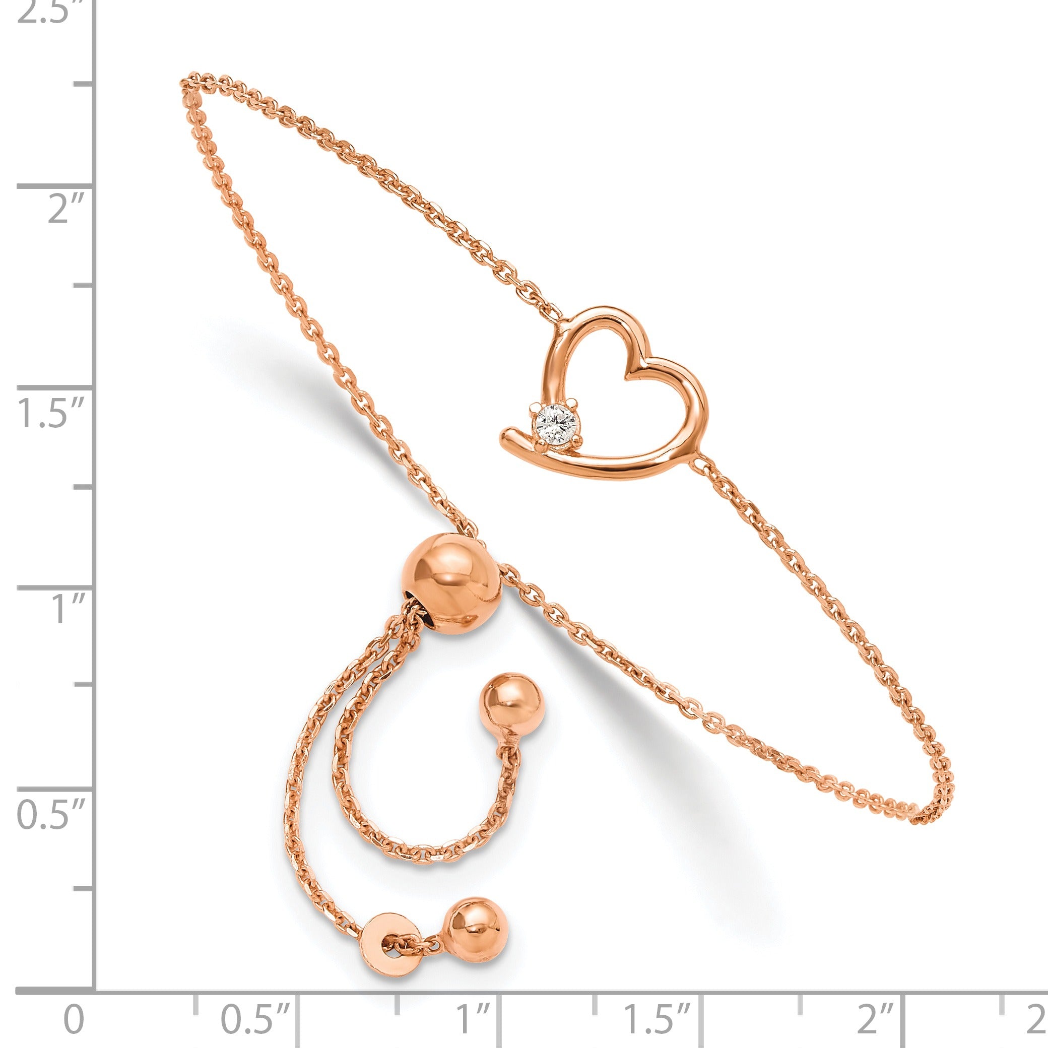 CZ Silver Rose Gold-plated Open Heart Adjustable Bracelet