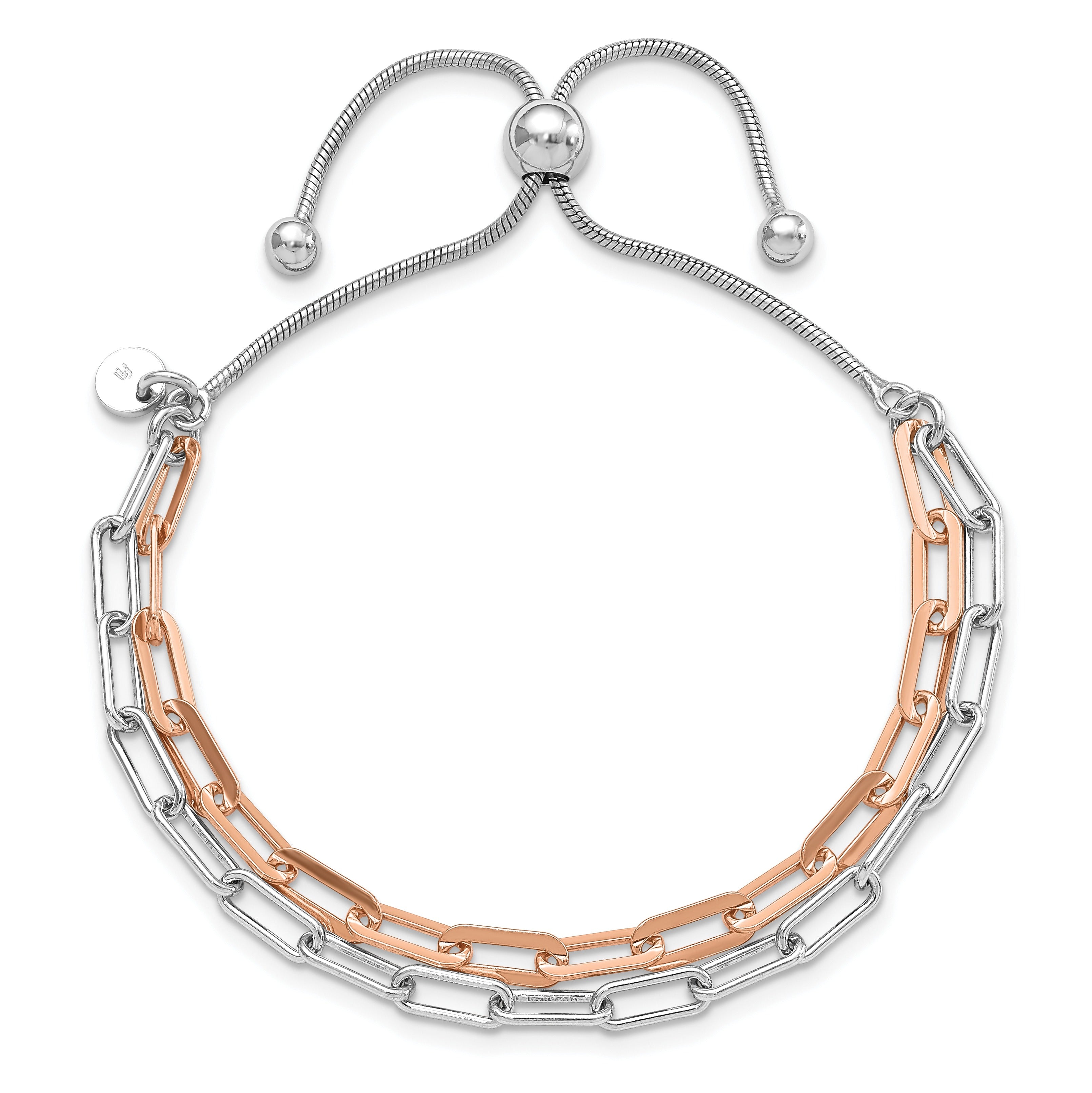 Silver Two Tone 2-strand Bolo Adjustable Link Bracelet