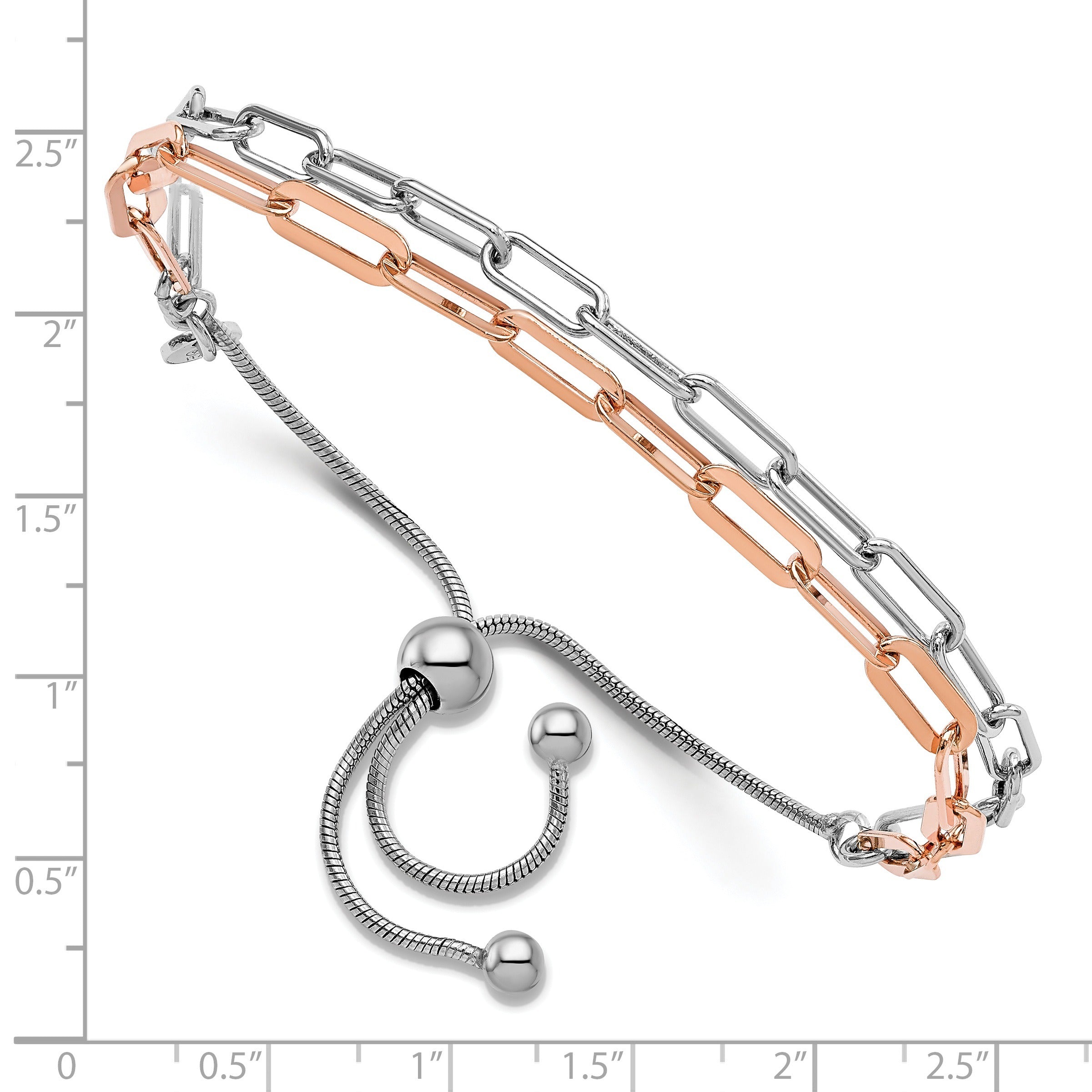 Silver Two Tone 2-strand Bolo Adjustable Link Bracelet