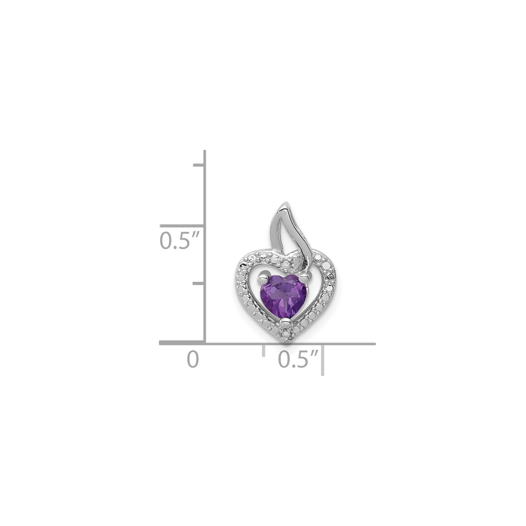 Silver Purple Amethyst and Diamond Heart in Heart Pendant Fine Color Jewels