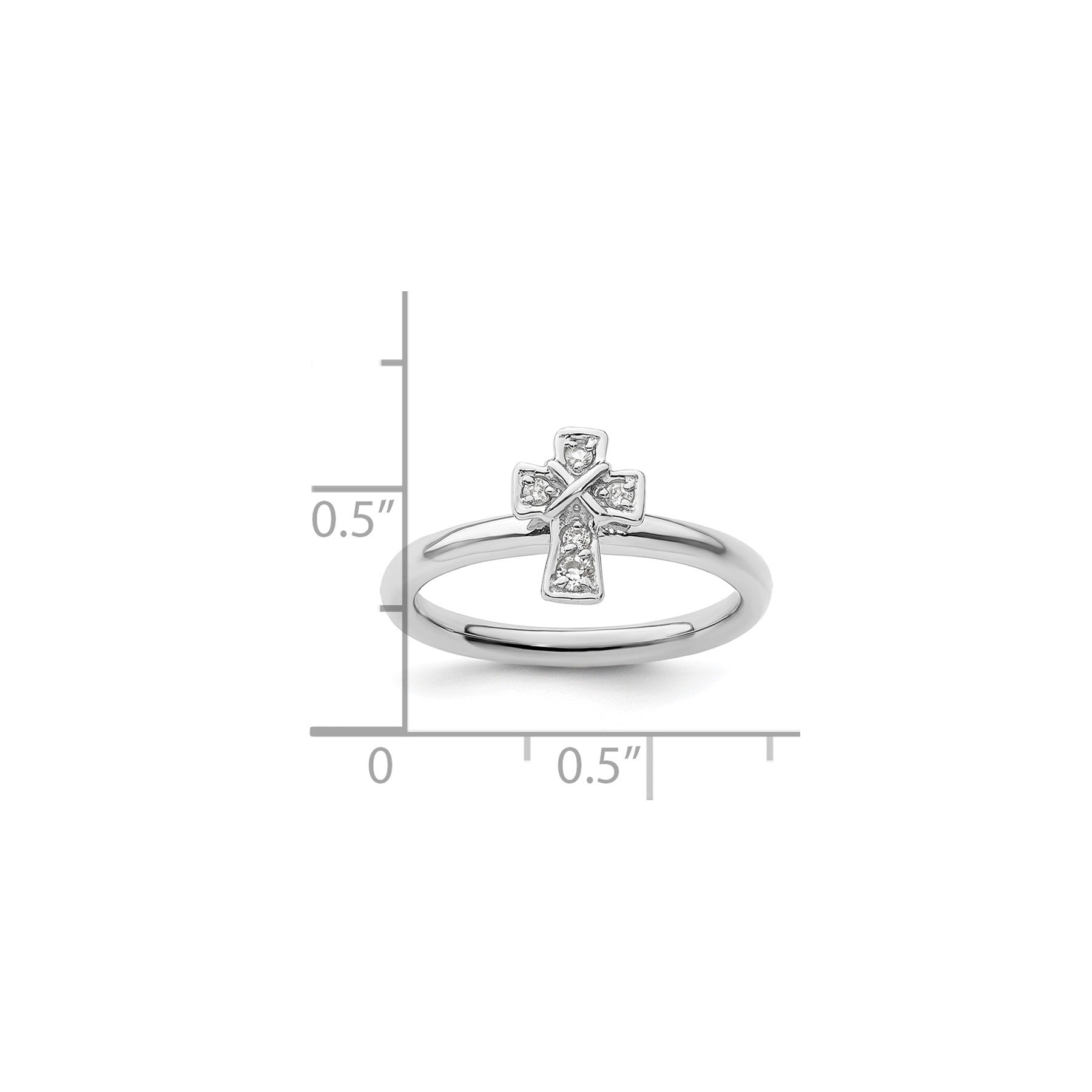Natural White Topaz Silver Stackable Cross Ring