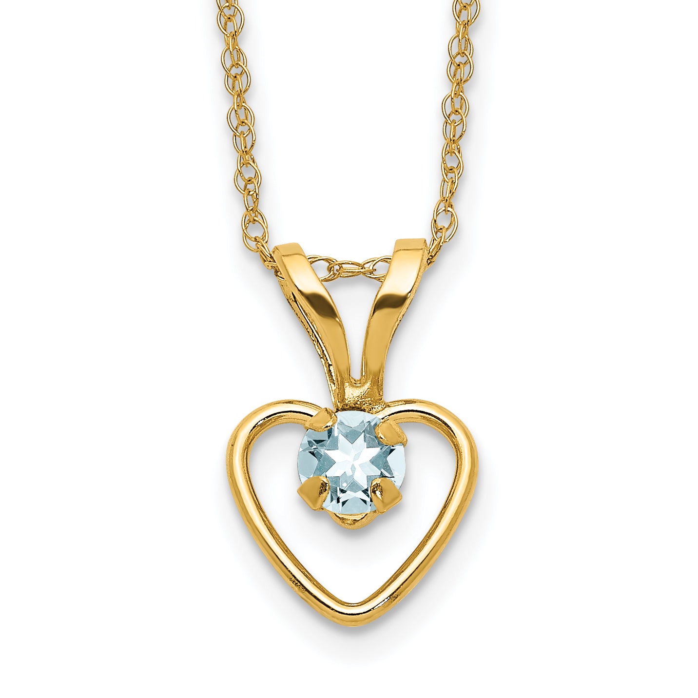 10k Yellow Gold Heart in Heart Birthstone Necklace