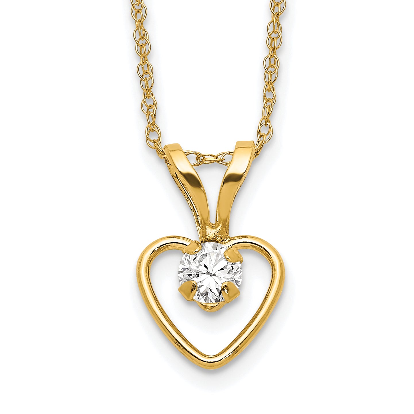 10k Yellow Gold Heart in Heart Birthstone Necklace