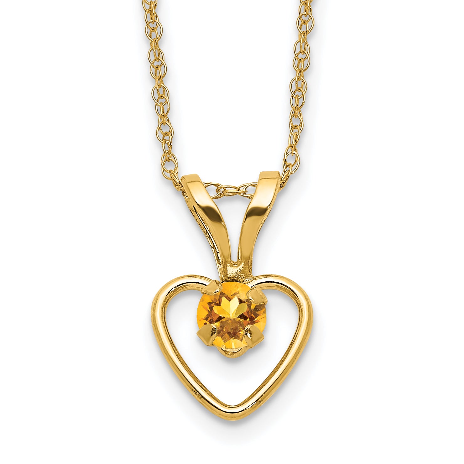 10k Yellow Gold Heart in Heart Birthstone Necklace
