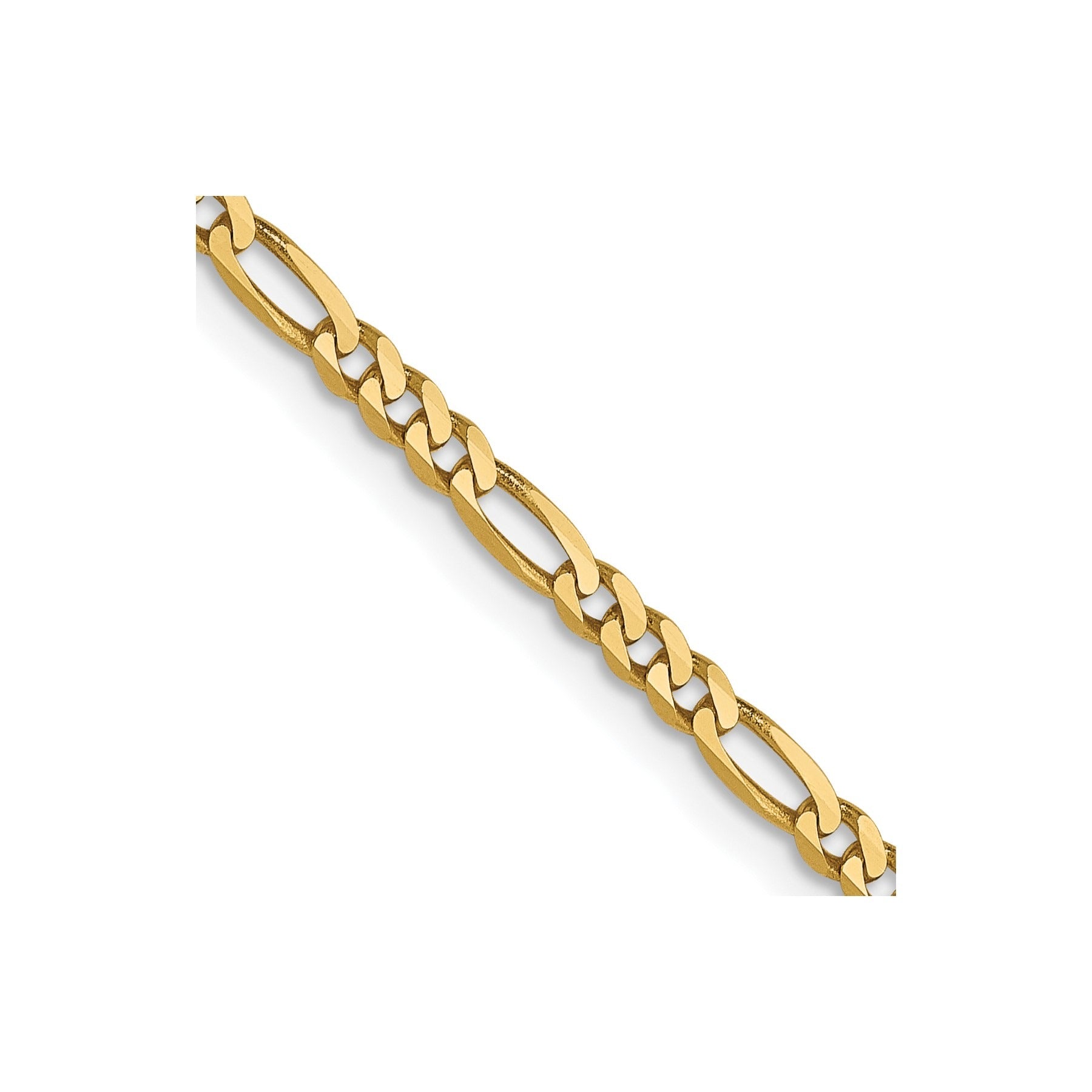 Flat Figaro 20 inch  Unisex Chain Necklace 14K Gold