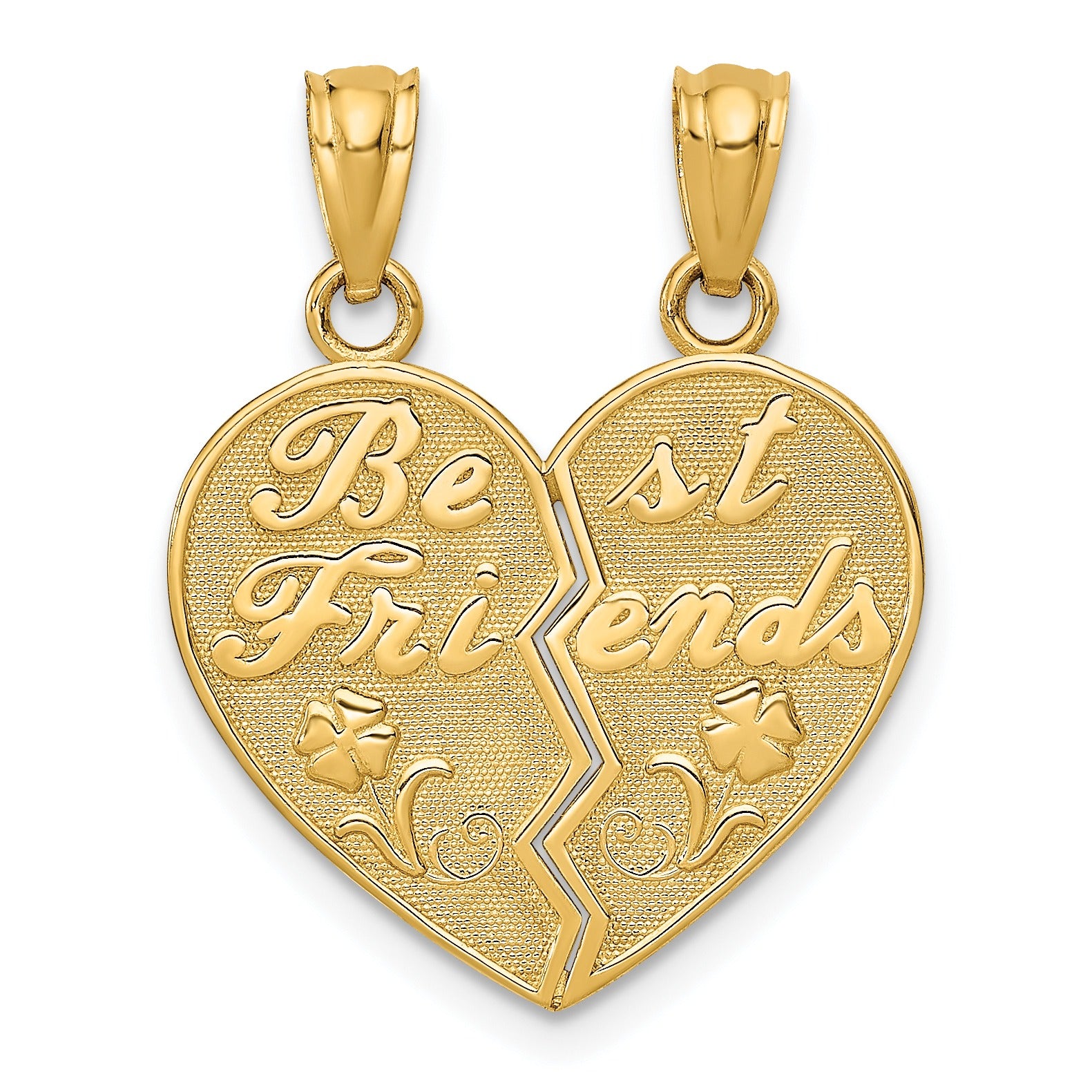 14k Gold BEST FRIENDS Heart Break-Apart Pendant