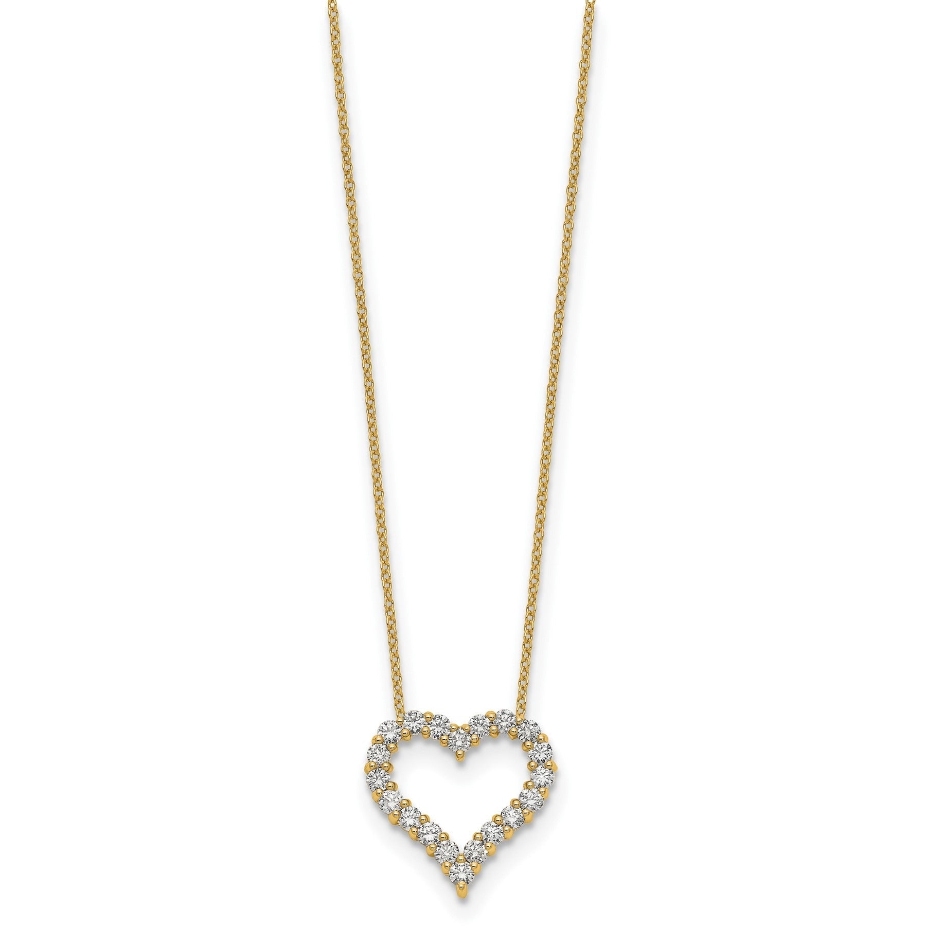Lab Grown Diamond Open Heart Necklace Gold 1ctw