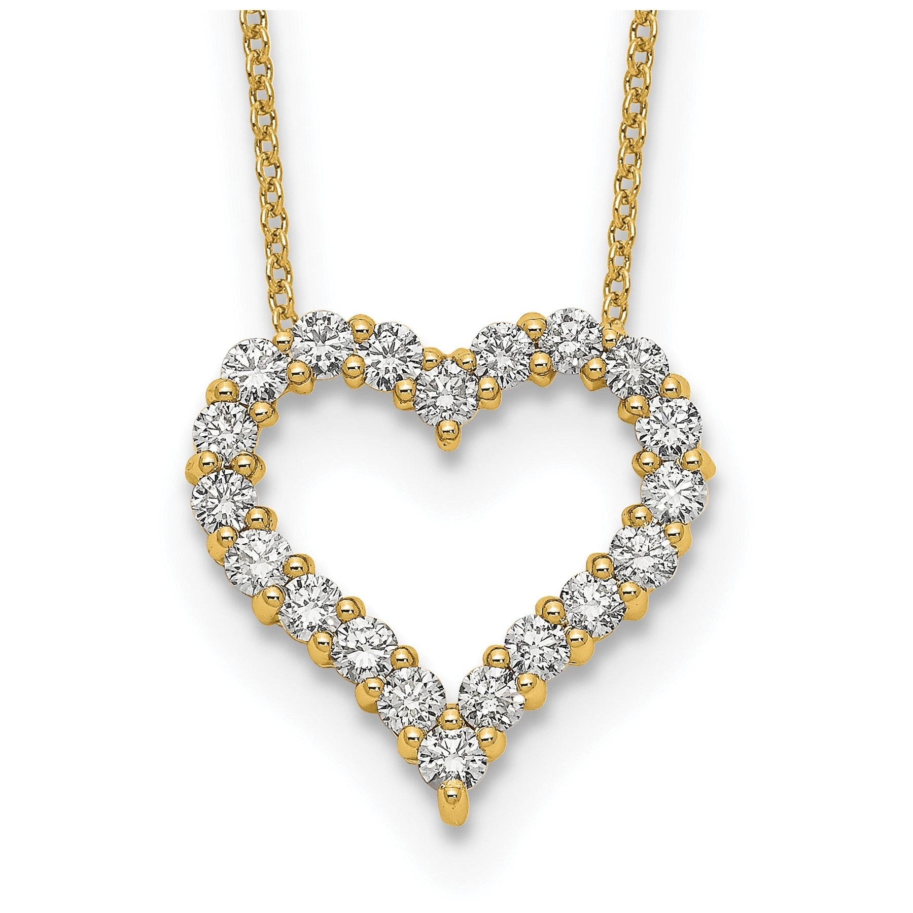 Lab Grown Diamond Open Heart Necklace Gold 1ctw