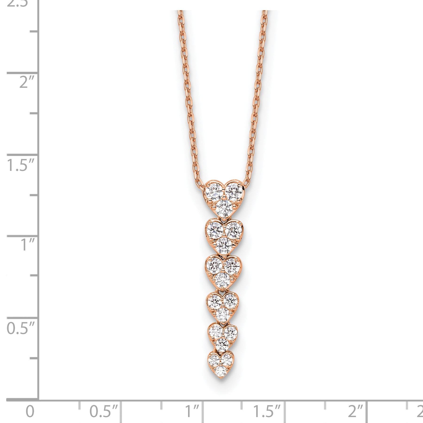 Lab Grown Diamond Hearts Drop Necklace 14K Gold