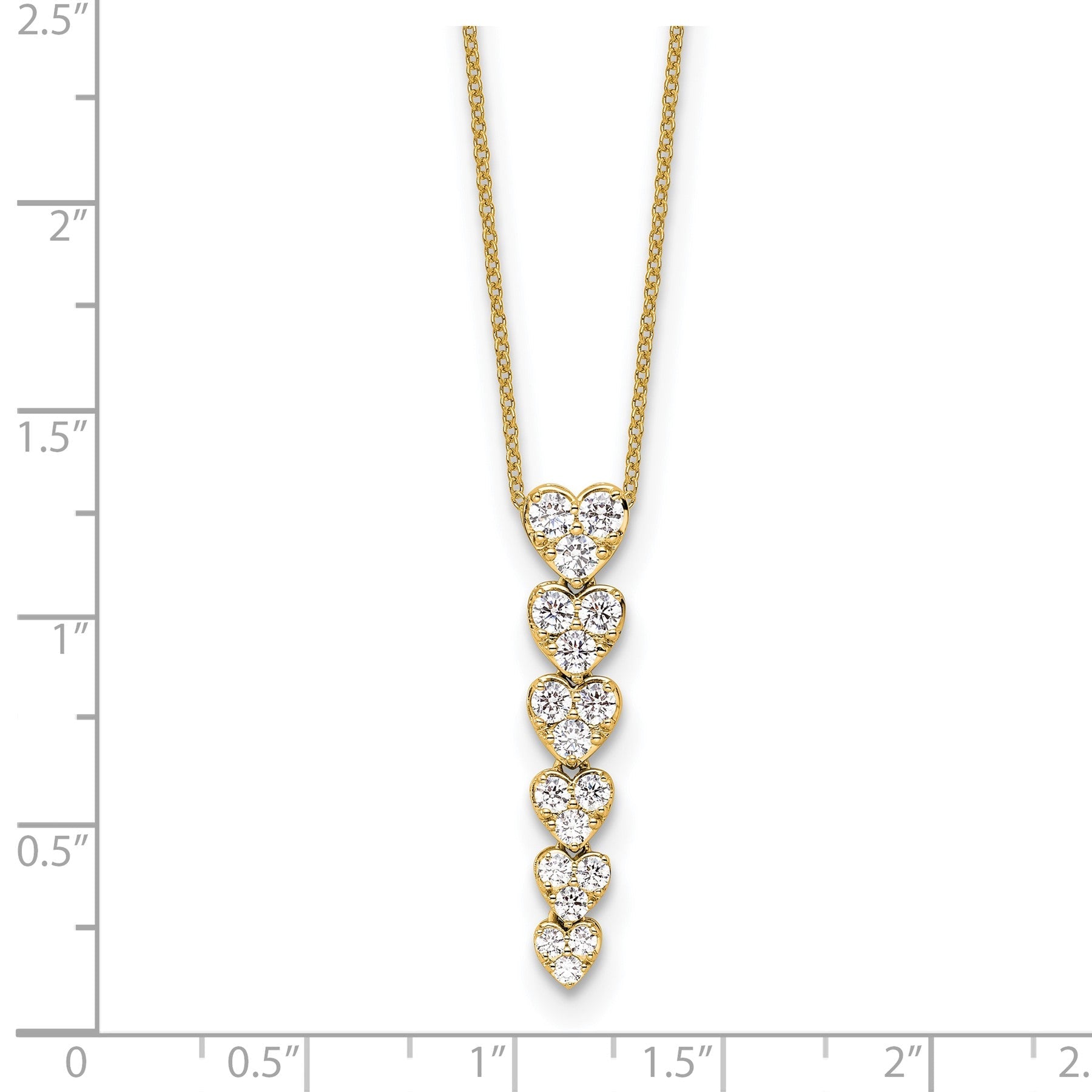 Lab Grown Diamond Hearts Drop Necklace 14K Gold