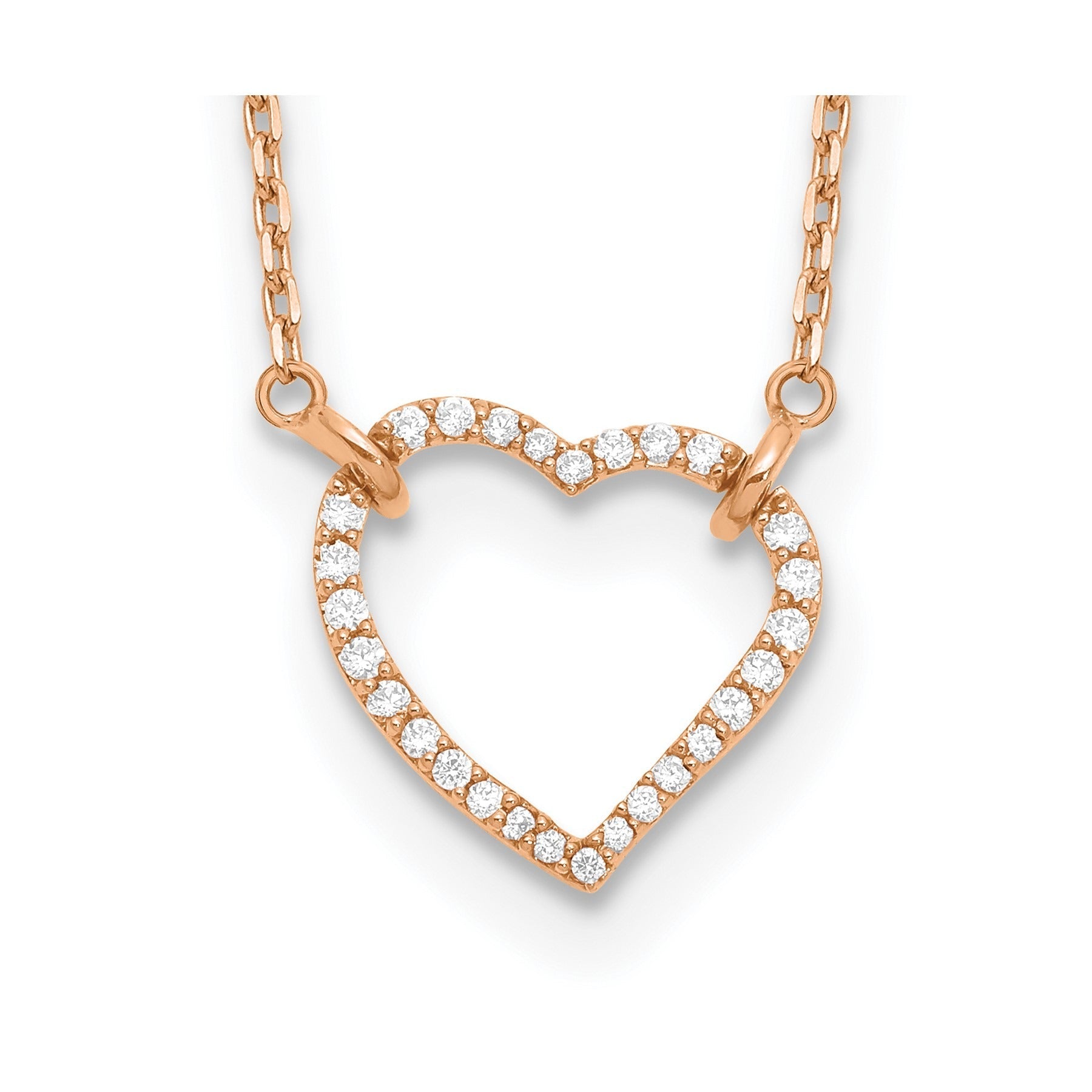 Lab Grown Diamond Open Heart Necklace 1/5 ctw