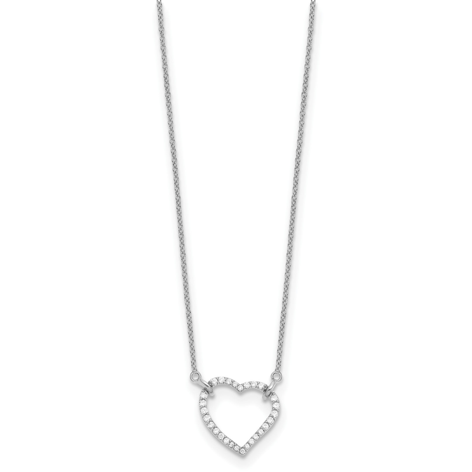 Lab Grown Diamond Open Heart Necklace 1/5 ctw