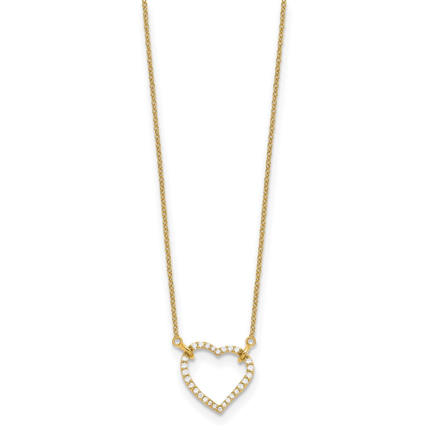 Lab Grown Diamond Open Heart Necklace 1/5 ctw