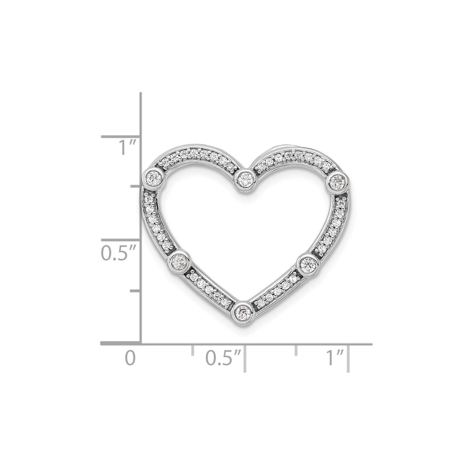 14k Gold Lab Diamond Open Heart Chain Slide Pendant