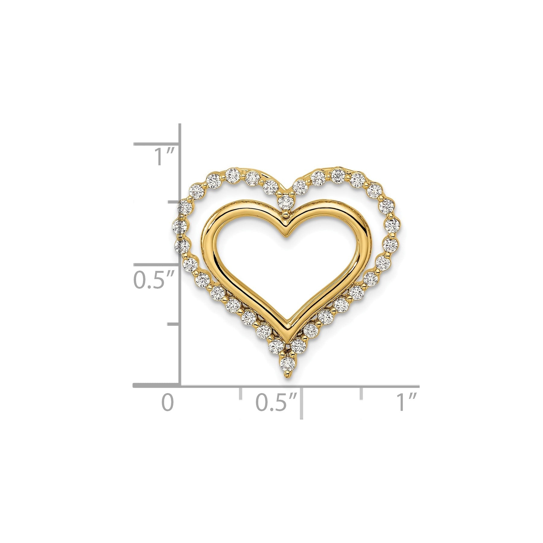 Lab Grown Diamond Double Heart in Heart Pendant 14k Gold