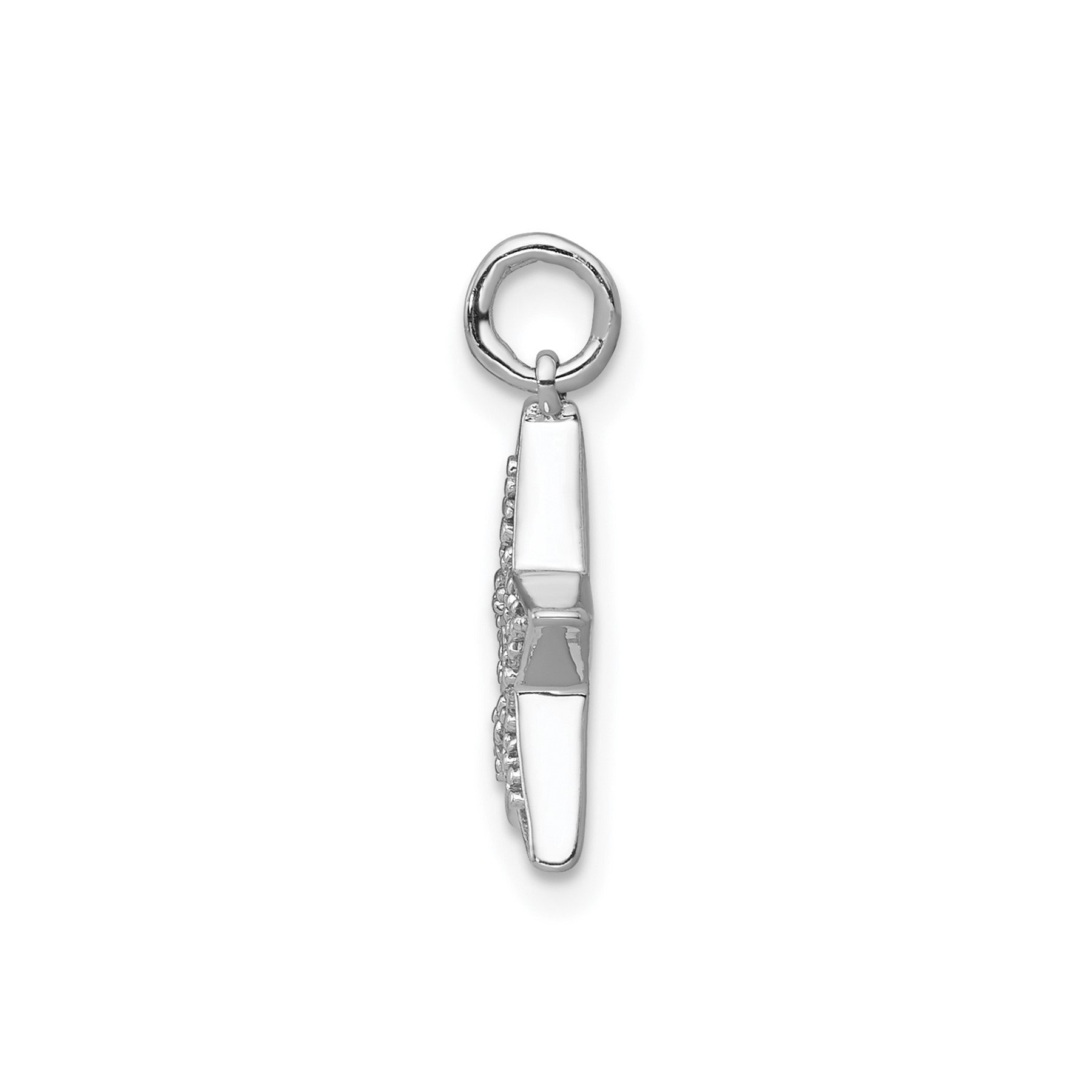 0.05 Ct Round White Diamond 14k White Gold Star Charm