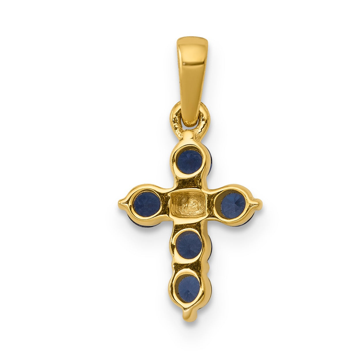 14k Gold Natural Sapphire Diamond Cross Pendant