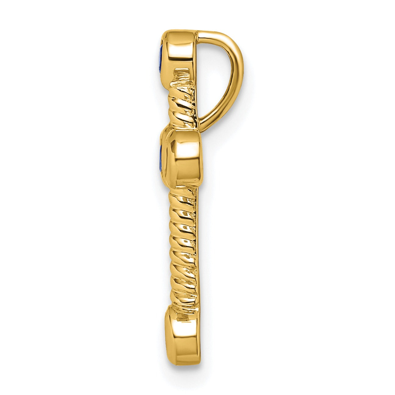 Natural Blue Sapphire Cross Gold Pendant