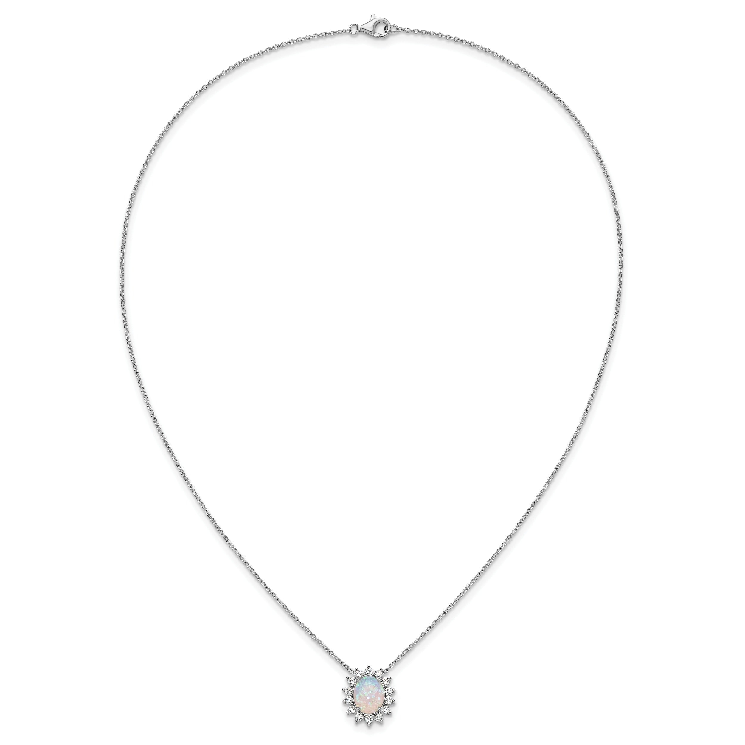 Opal and diamond pendant necklace on a fine silver chain, handcrafted jewelry USA