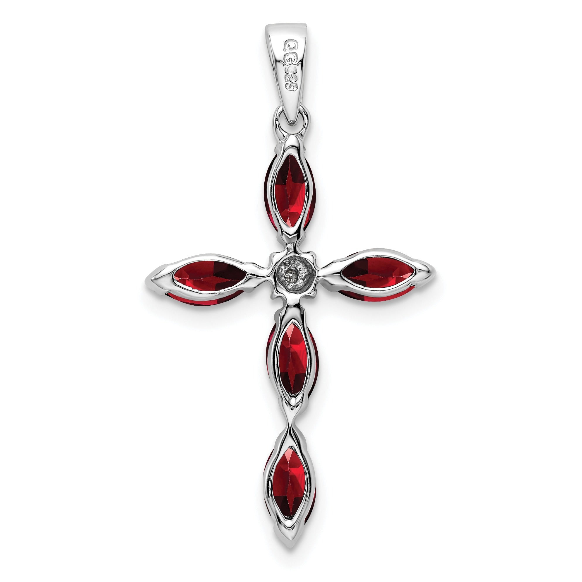 Sterling Silver Natural Garnet and Diamond Pendant