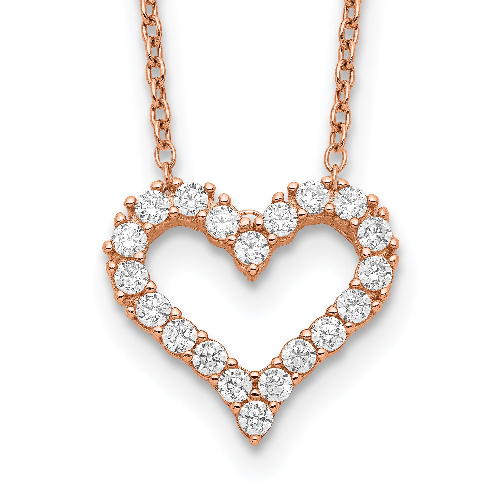 Sterling Silver CZ Heart Necklace