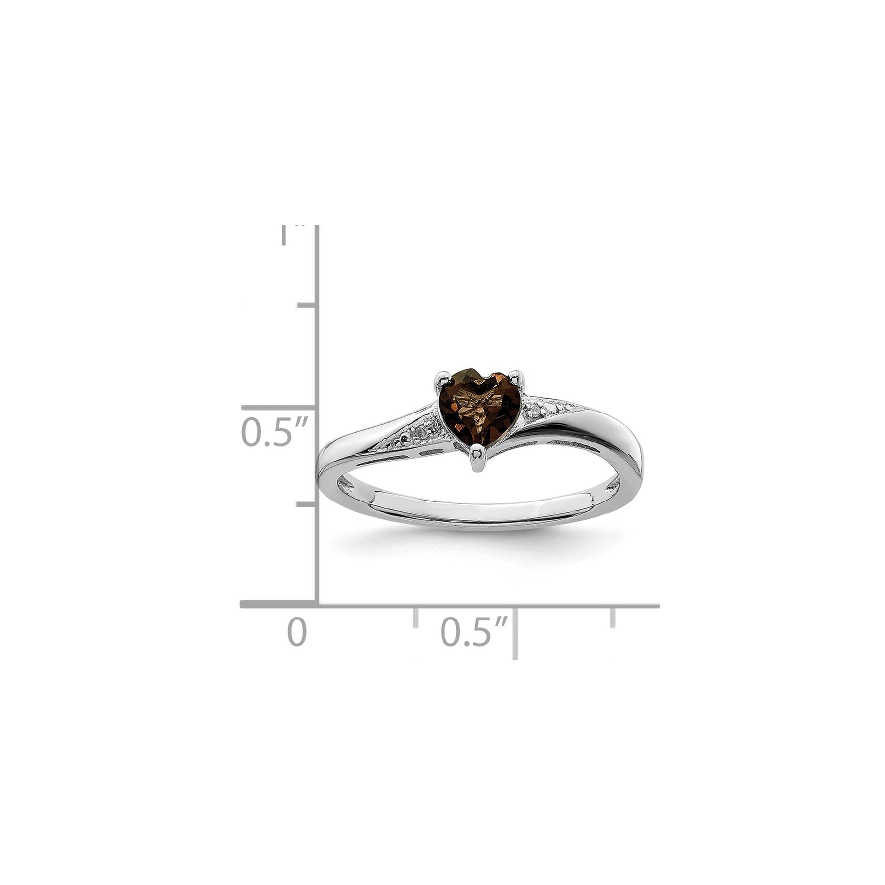 Silver Smoky Quartz Diamond Heart Ring Fine Color Jewels