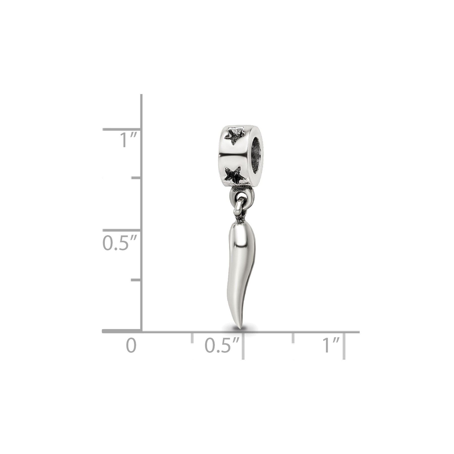 Italian Horn Dangle Pendant Sterling Silver