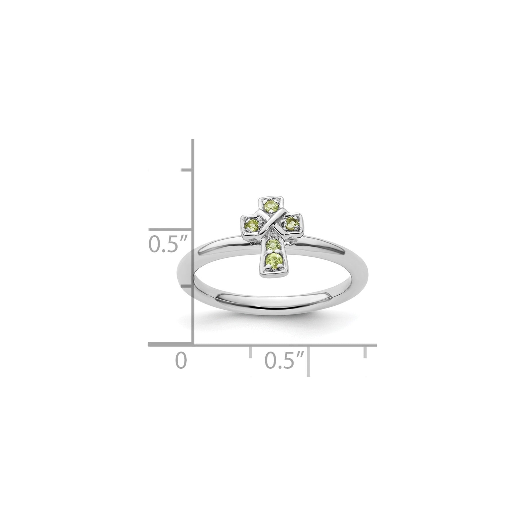 Natural Peridot Silver Stackable Cross Ring