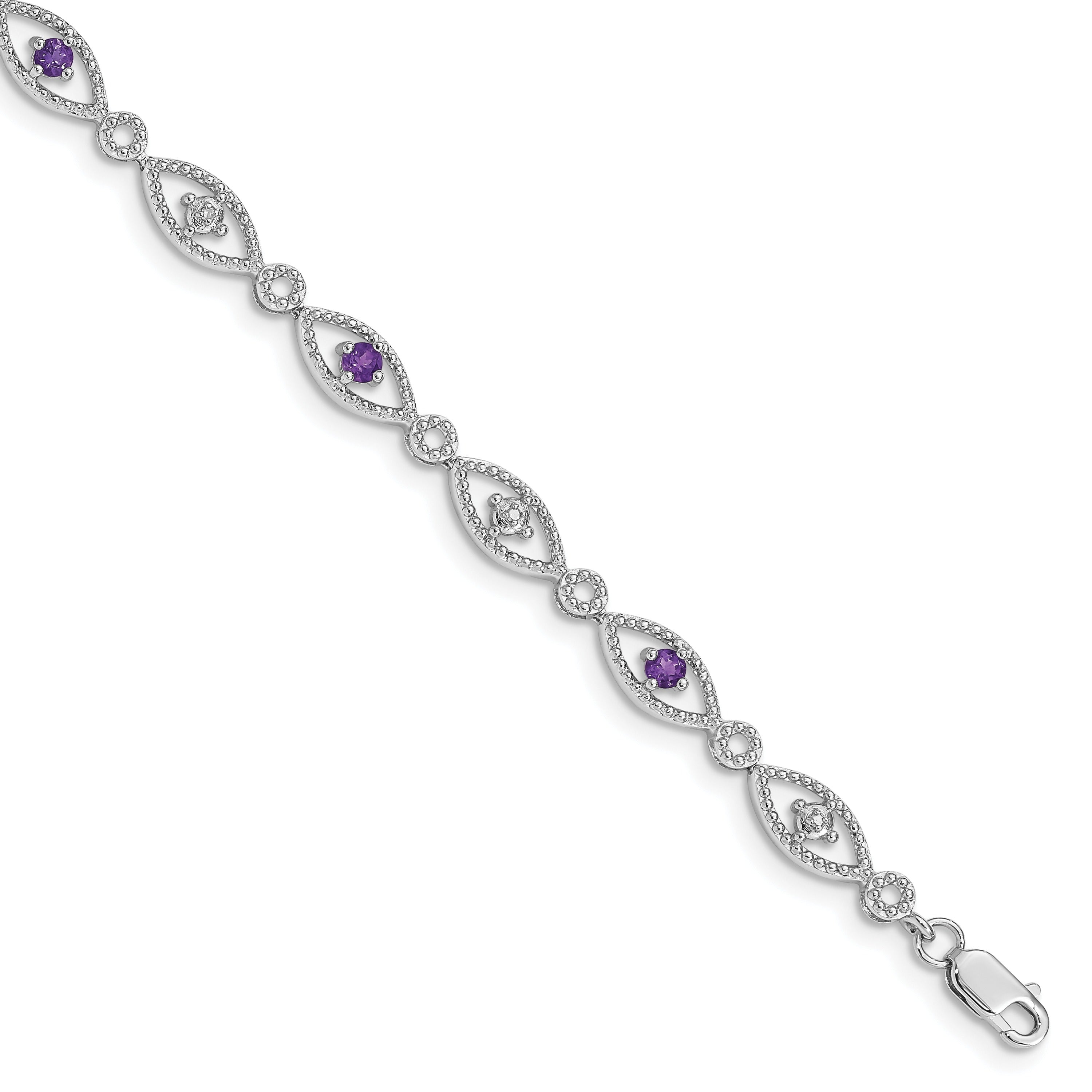 Silver Amethyst Diamond Eye Bracelet