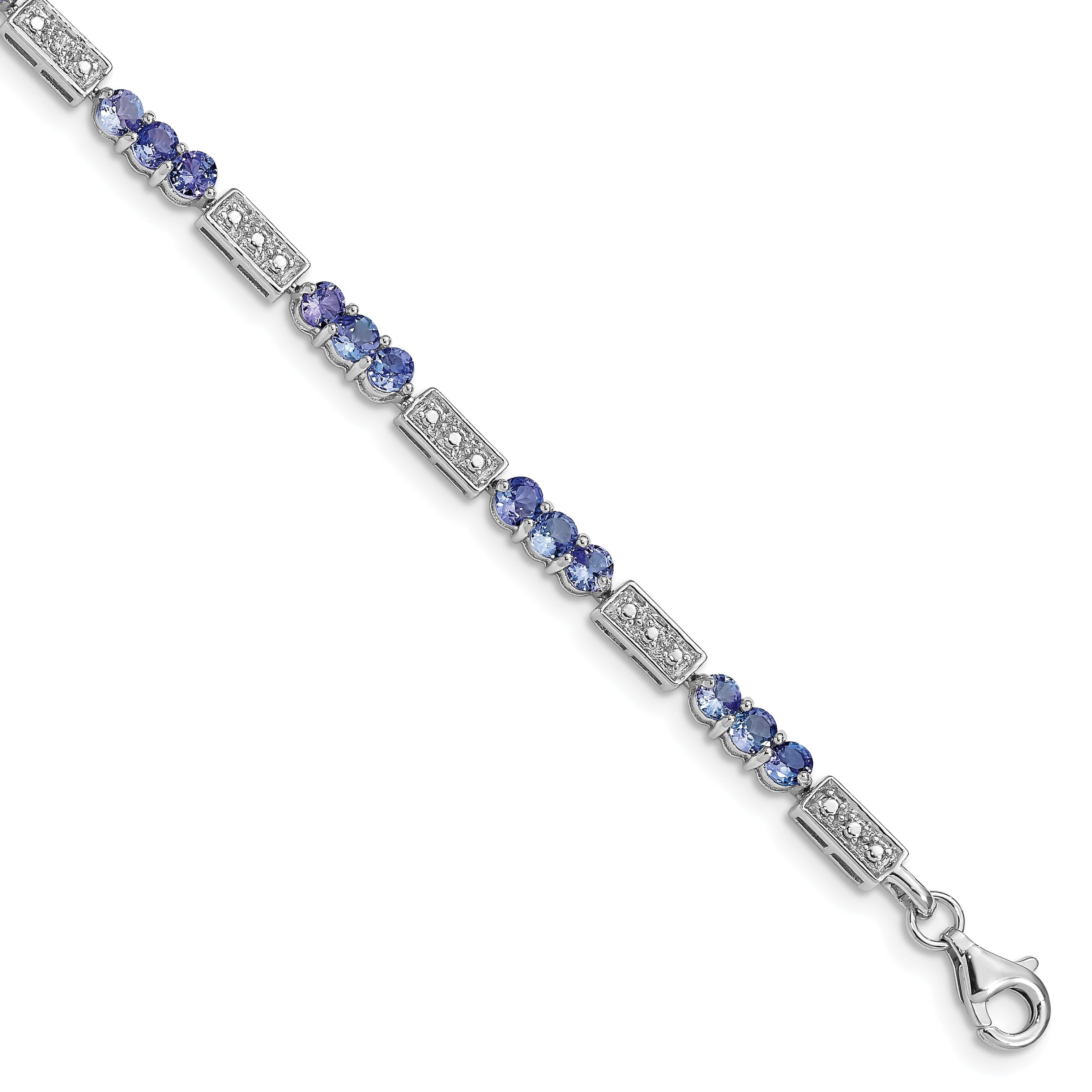 Natural Tanzanite and Diamond Bracelet Silver