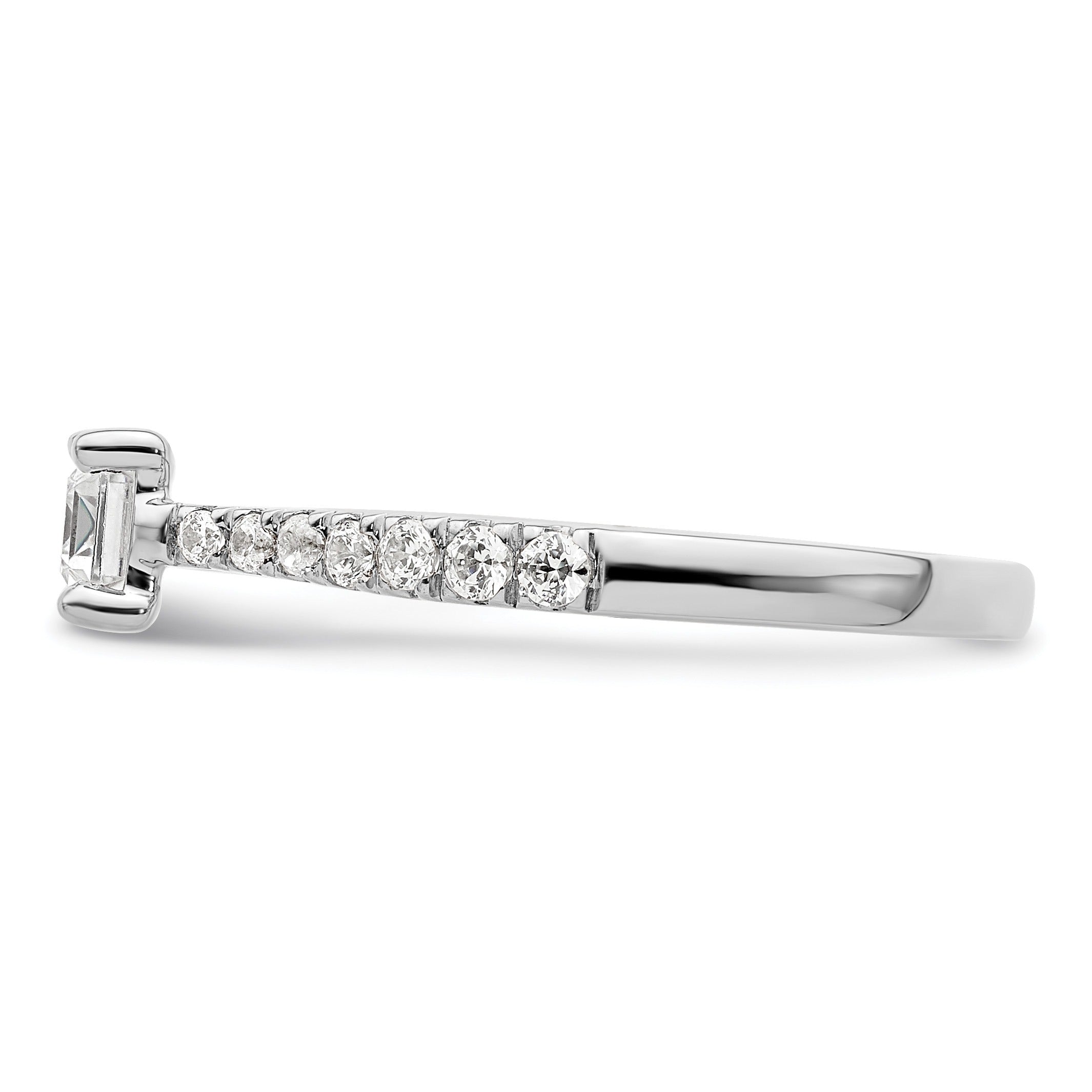 0.25 Ct Emerald-Cut White Diamond Prong 14K White Gold Semi Mount East West Ring