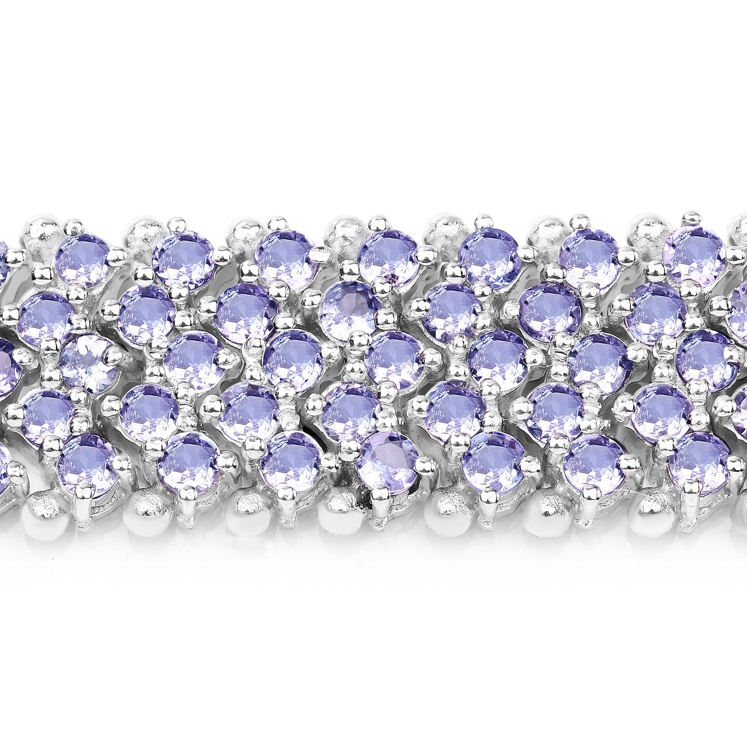 14.70 Ct Violet Round Tanzanite Prong Silver Multi-Layer Tennis Bracelet