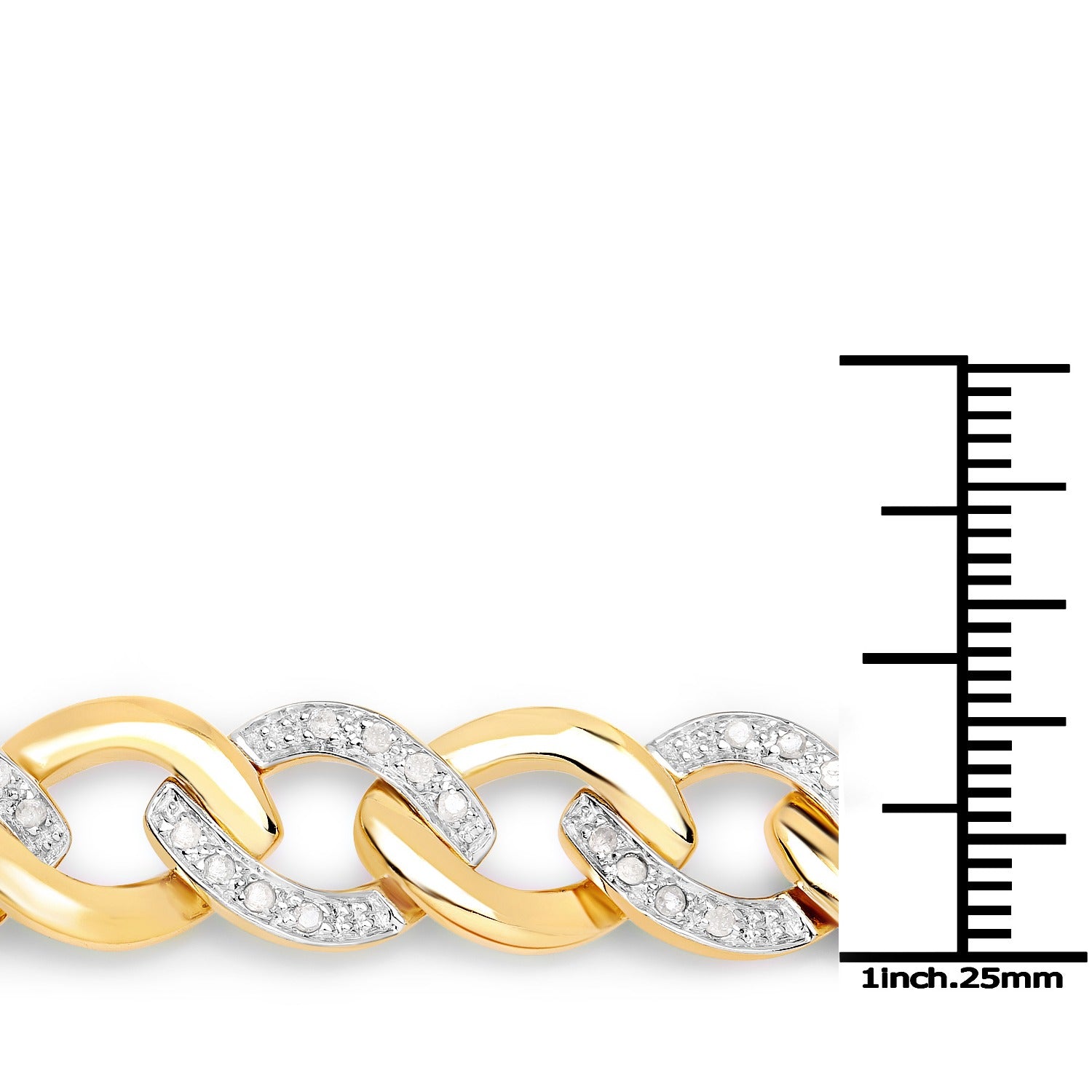 0.70 Ct Round White Diamond Gold Plated Sterling Silver Chain Link Bracelet