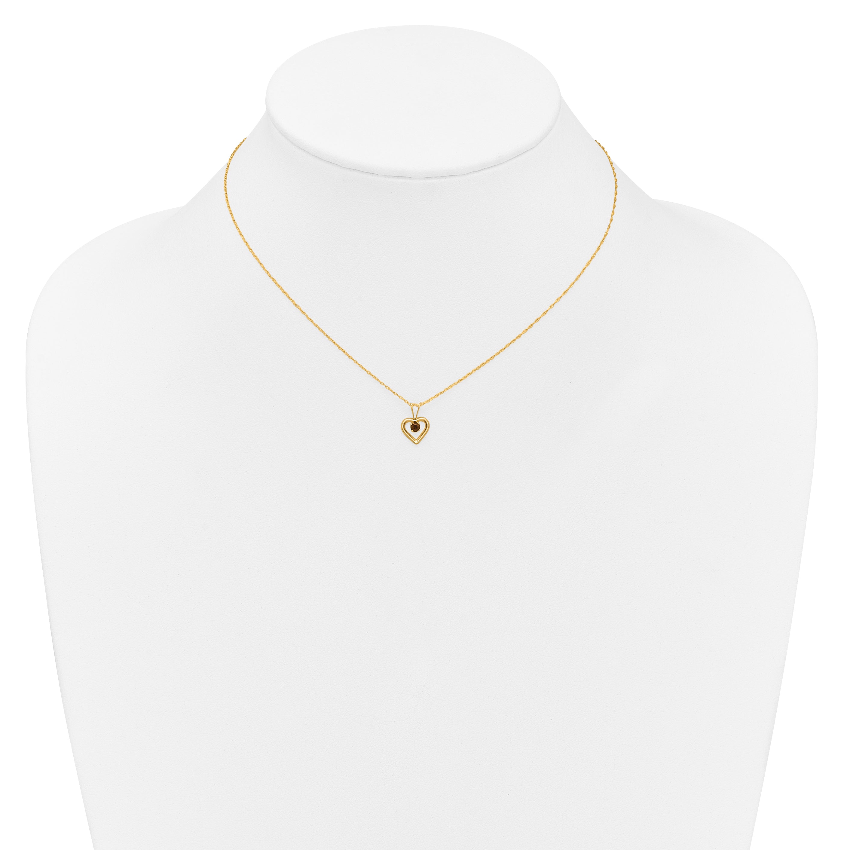 10k Yellow Gold Heart in Heart Birthstone Necklace
