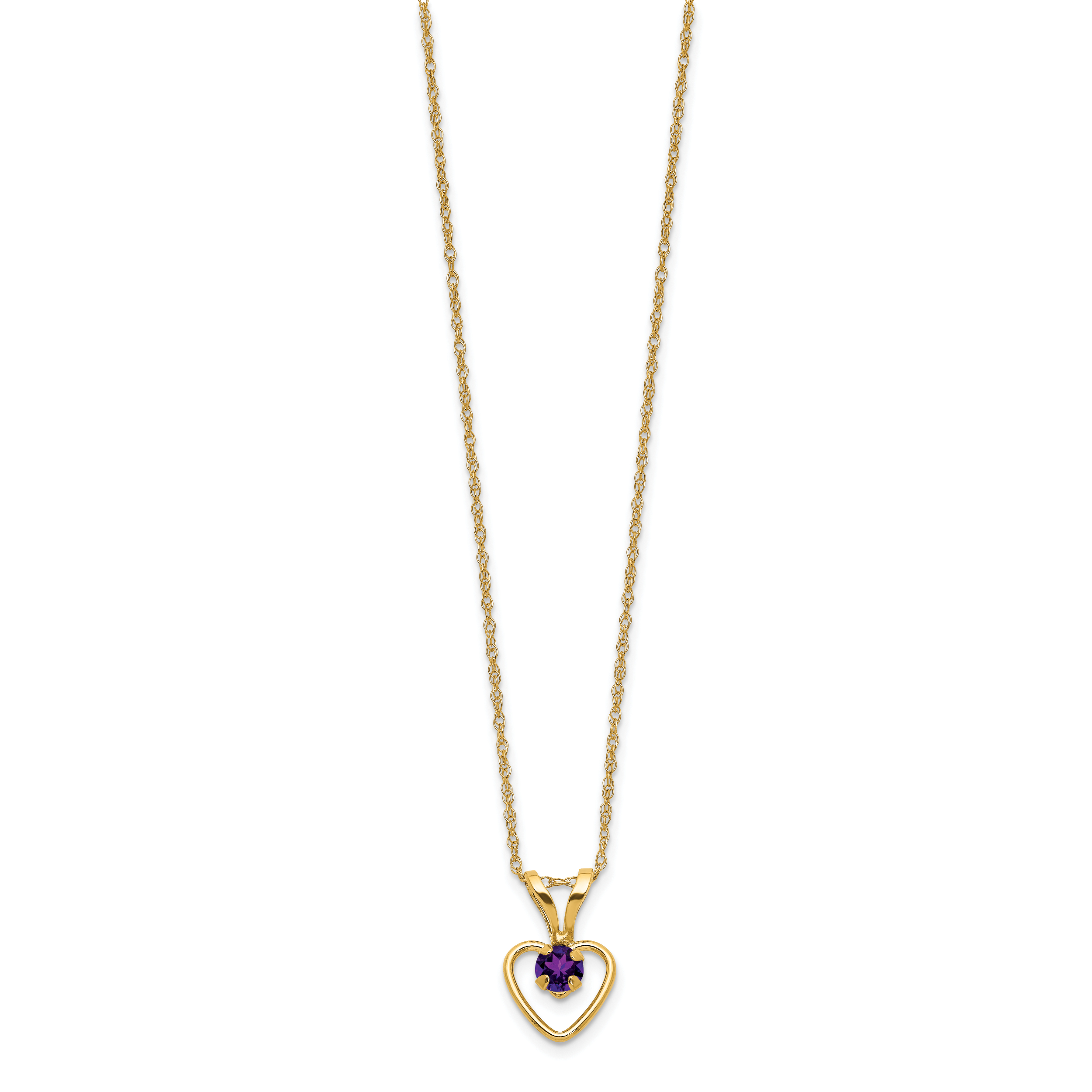 10k Yellow Gold Heart in Heart Birthstone Necklace