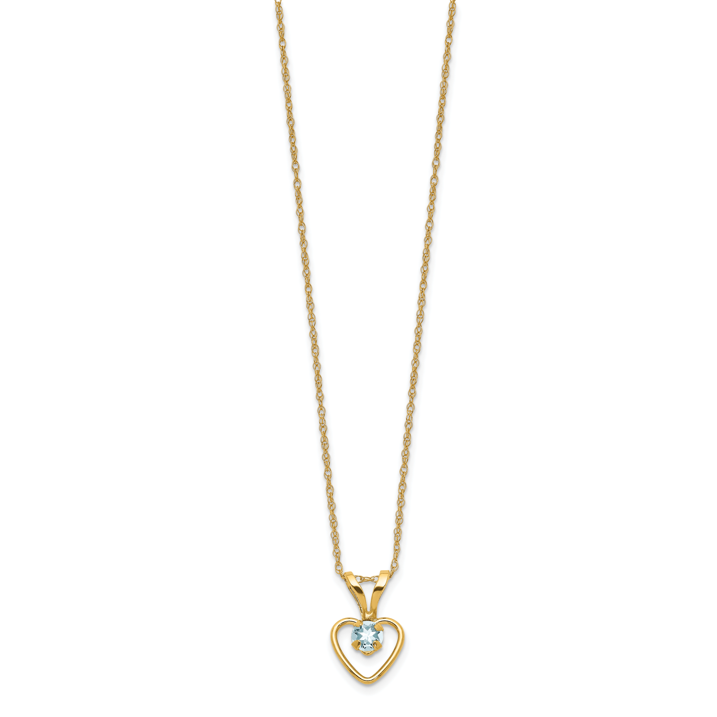 10k Yellow Gold Heart in Heart Birthstone Necklace