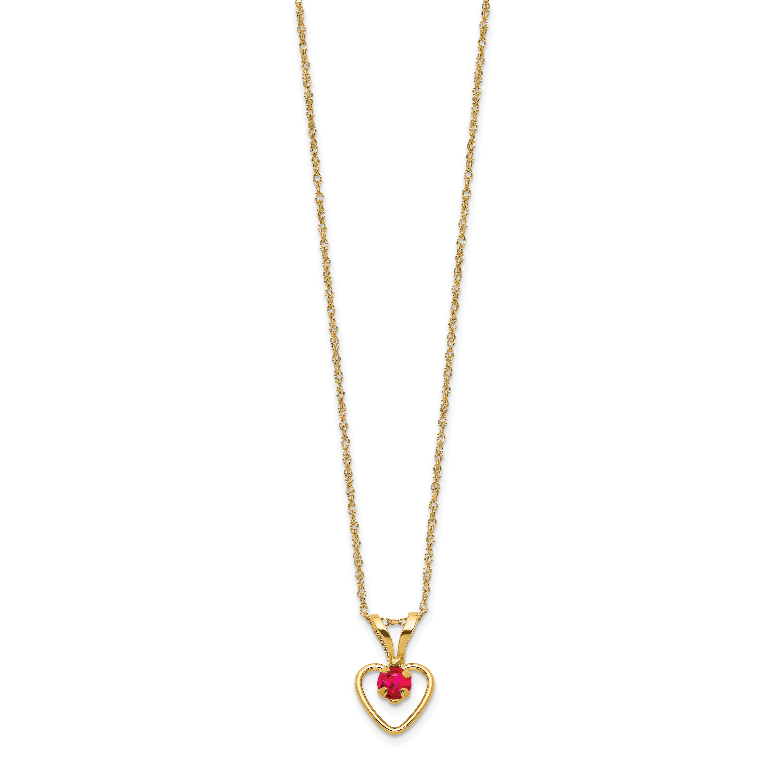 10k Yellow Gold Heart in Heart Birthstone Necklace