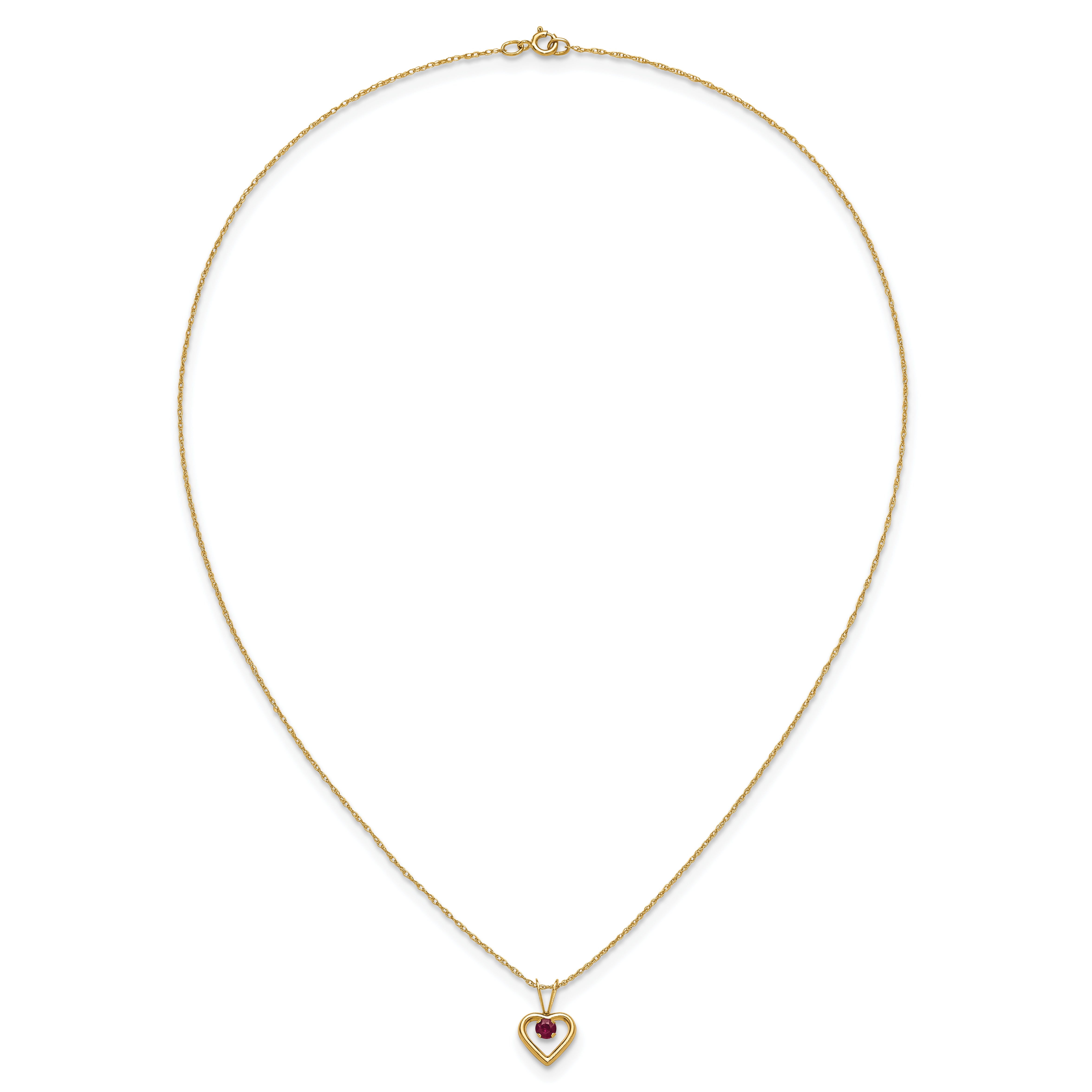 10k Yellow Gold Heart in Heart Birthstone Necklace