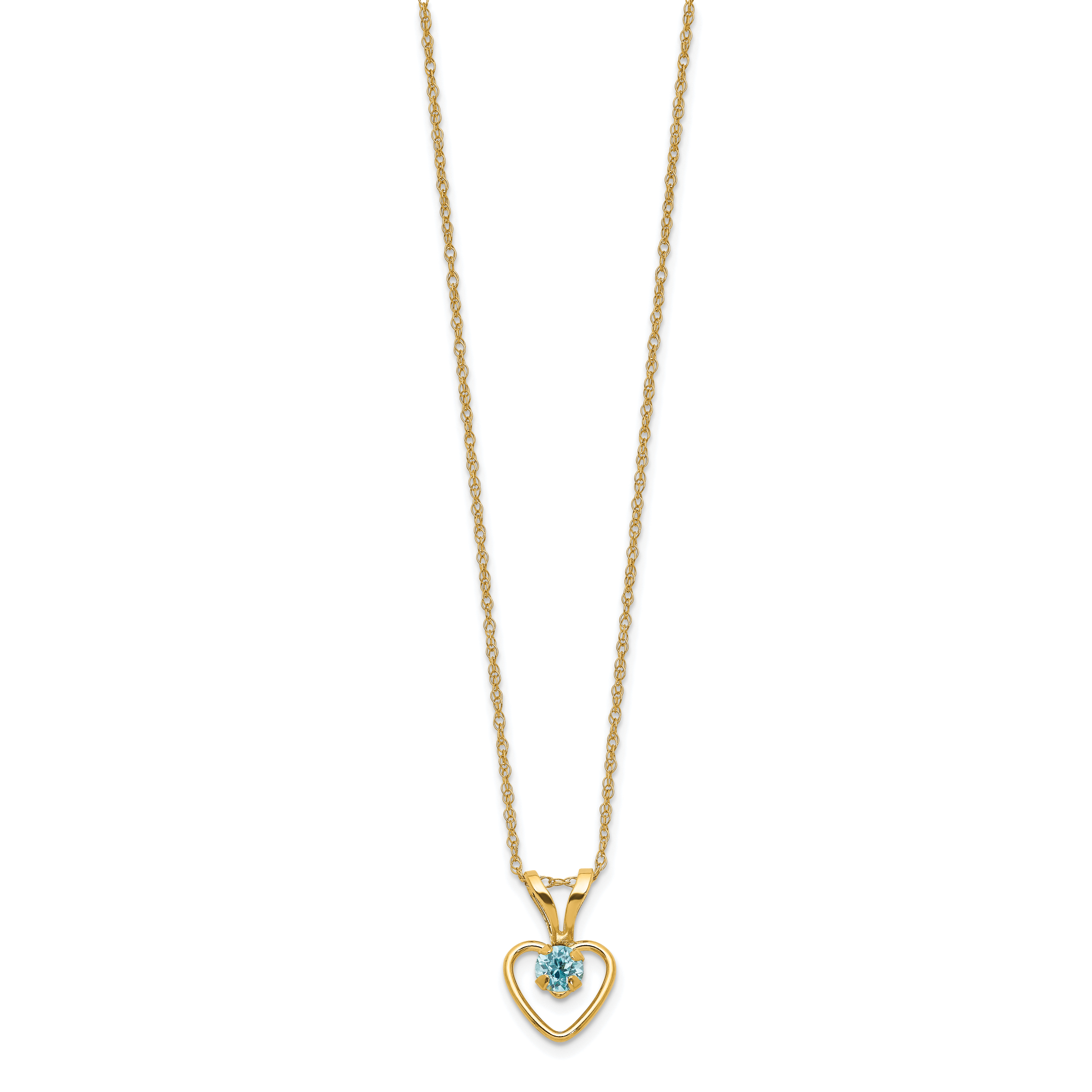10k Yellow Gold Heart in Heart Birthstone Necklace