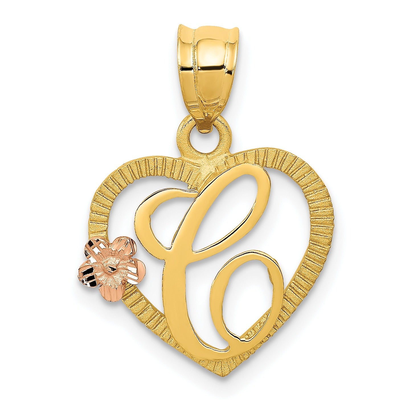 14k Gold Heart Initial Pendants Fine Color Jewels