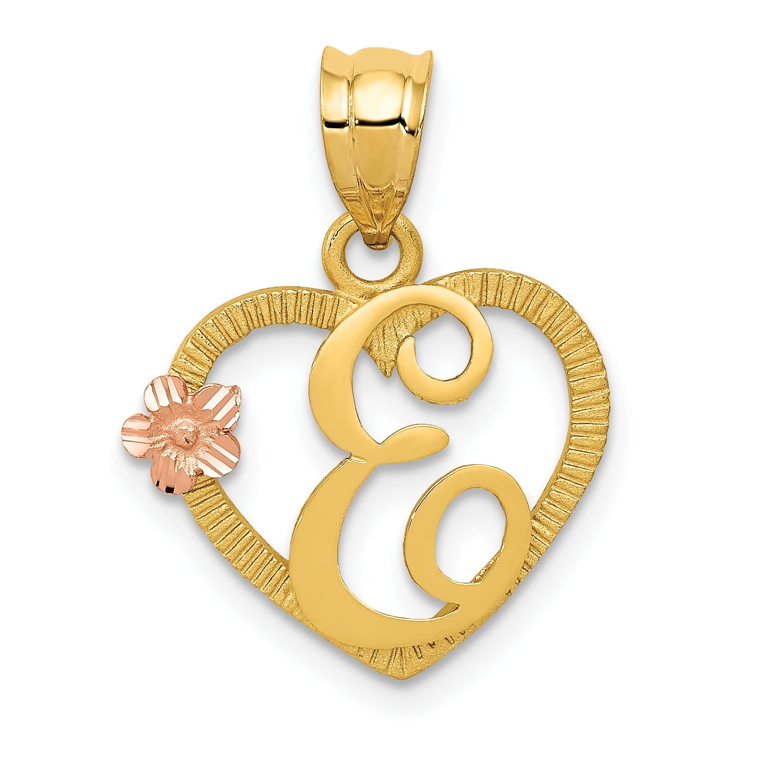14k Gold Heart Initial Pendants Fine Color Jewels