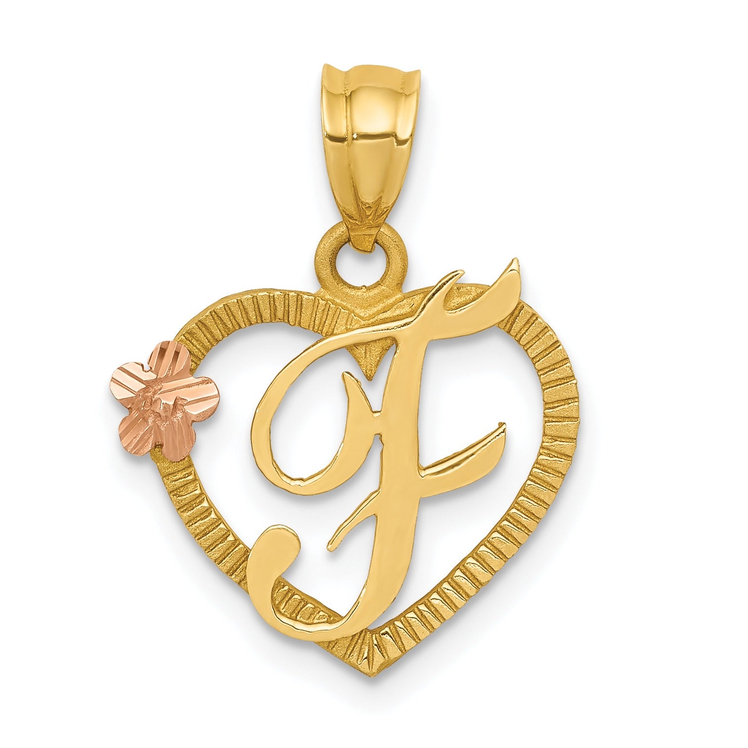 14k Gold Heart Initial Pendants Fine Color Jewels