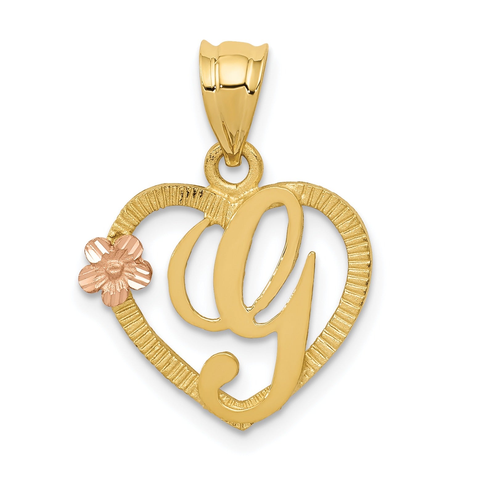 14k Gold Heart Initial Pendants Fine Color Jewels