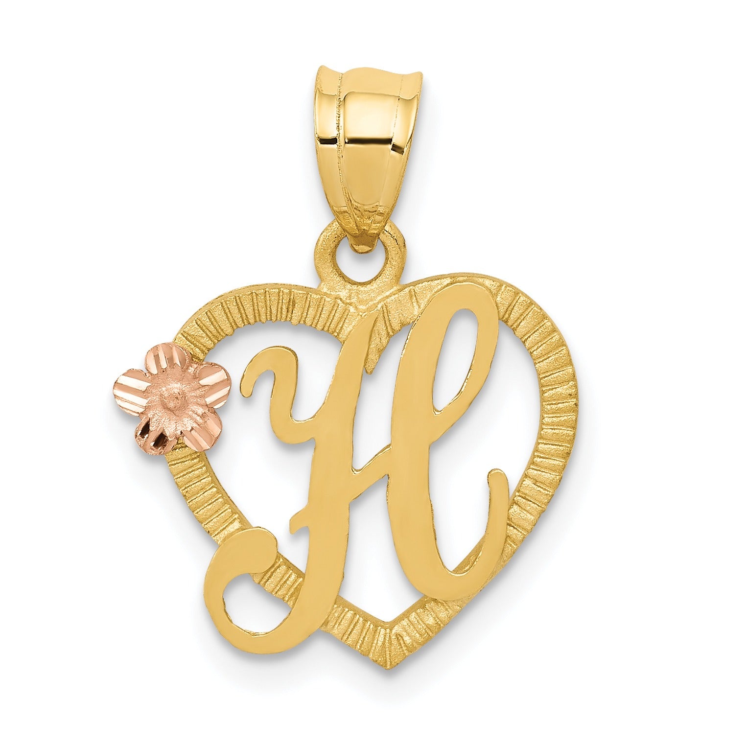 14k Gold Heart Initial Pendants Fine Color Jewels