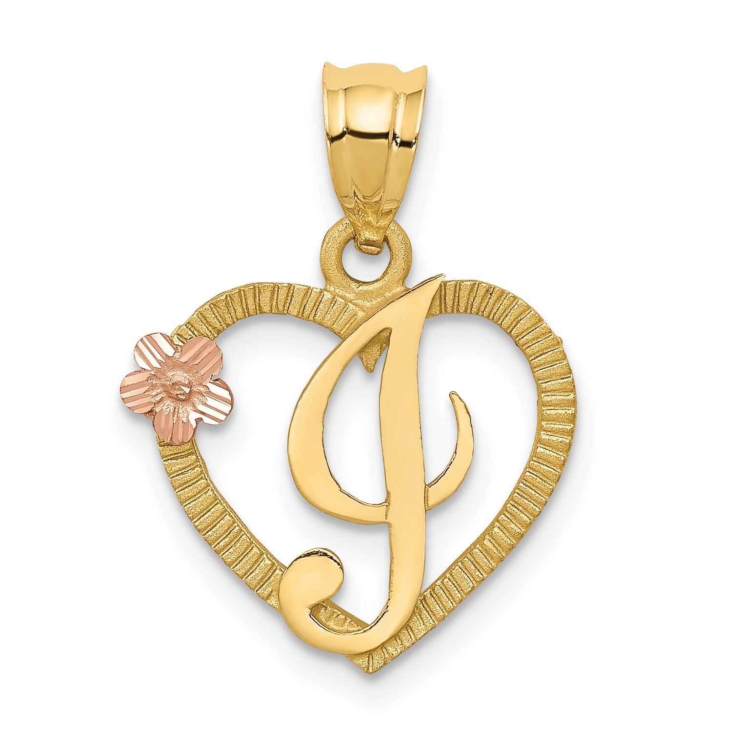 14k Gold Heart Initial Pendants Fine Color Jewels