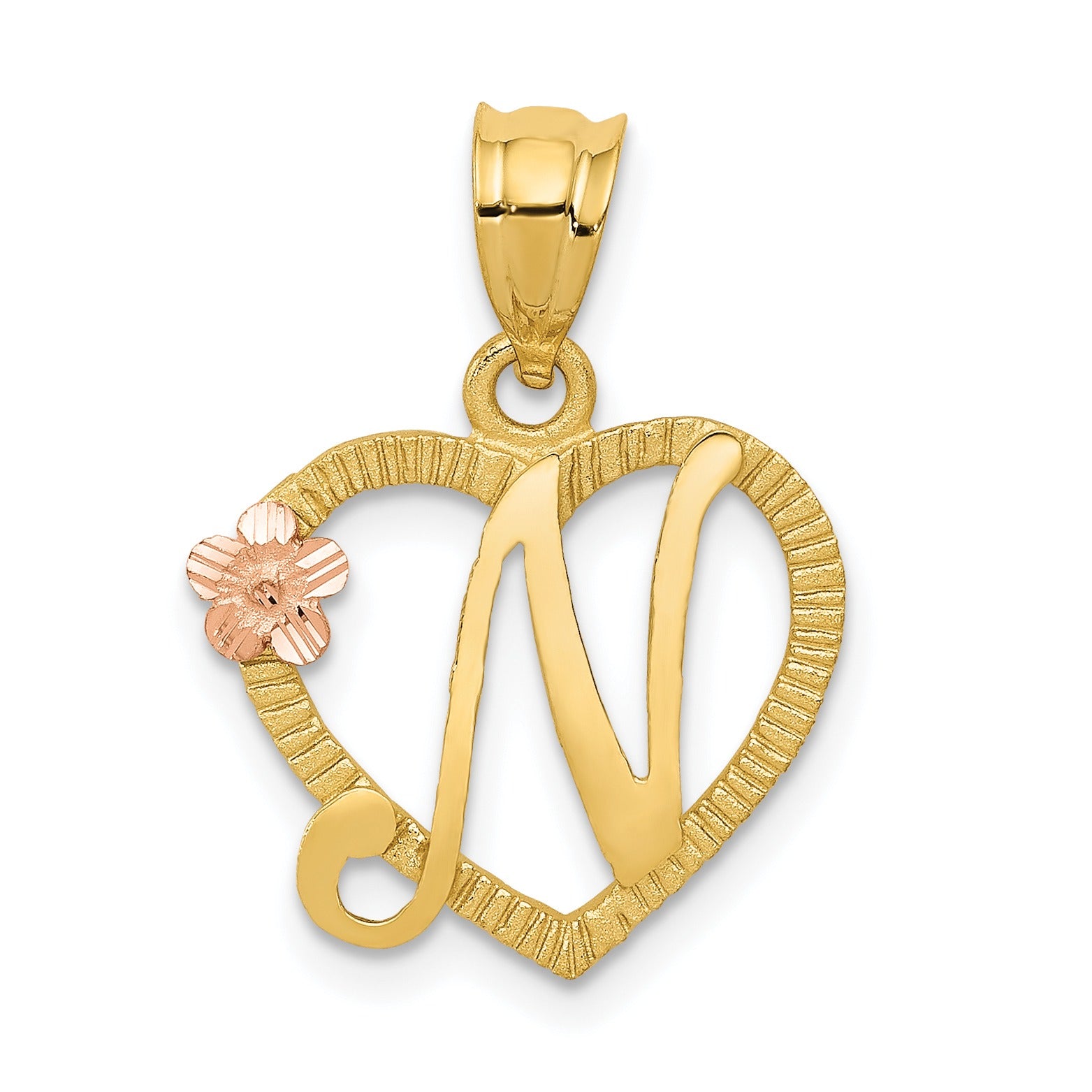 14k Gold Heart Initial Pendants Fine Color Jewels