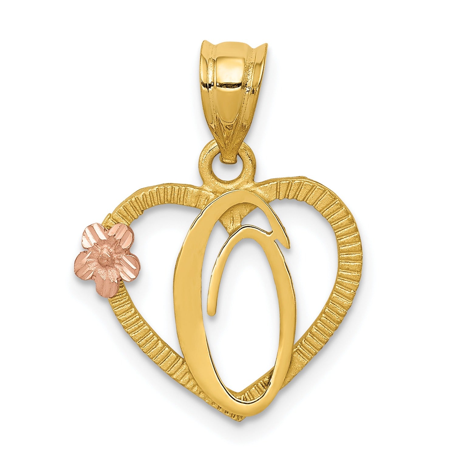 14k Gold Heart Initial Pendants Fine Color Jewels